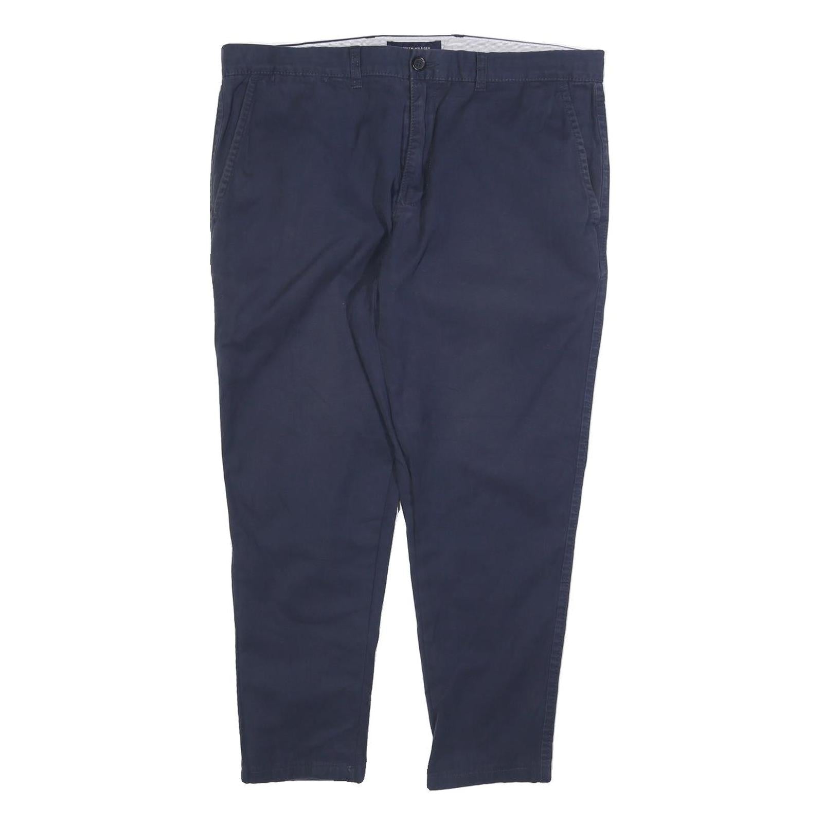 TOMMY HILFIGER Mens Cotton Blend Navy Slim Straight Trousers W36 L26 Casual Refurbished - N/A refurbished available on Cerqular