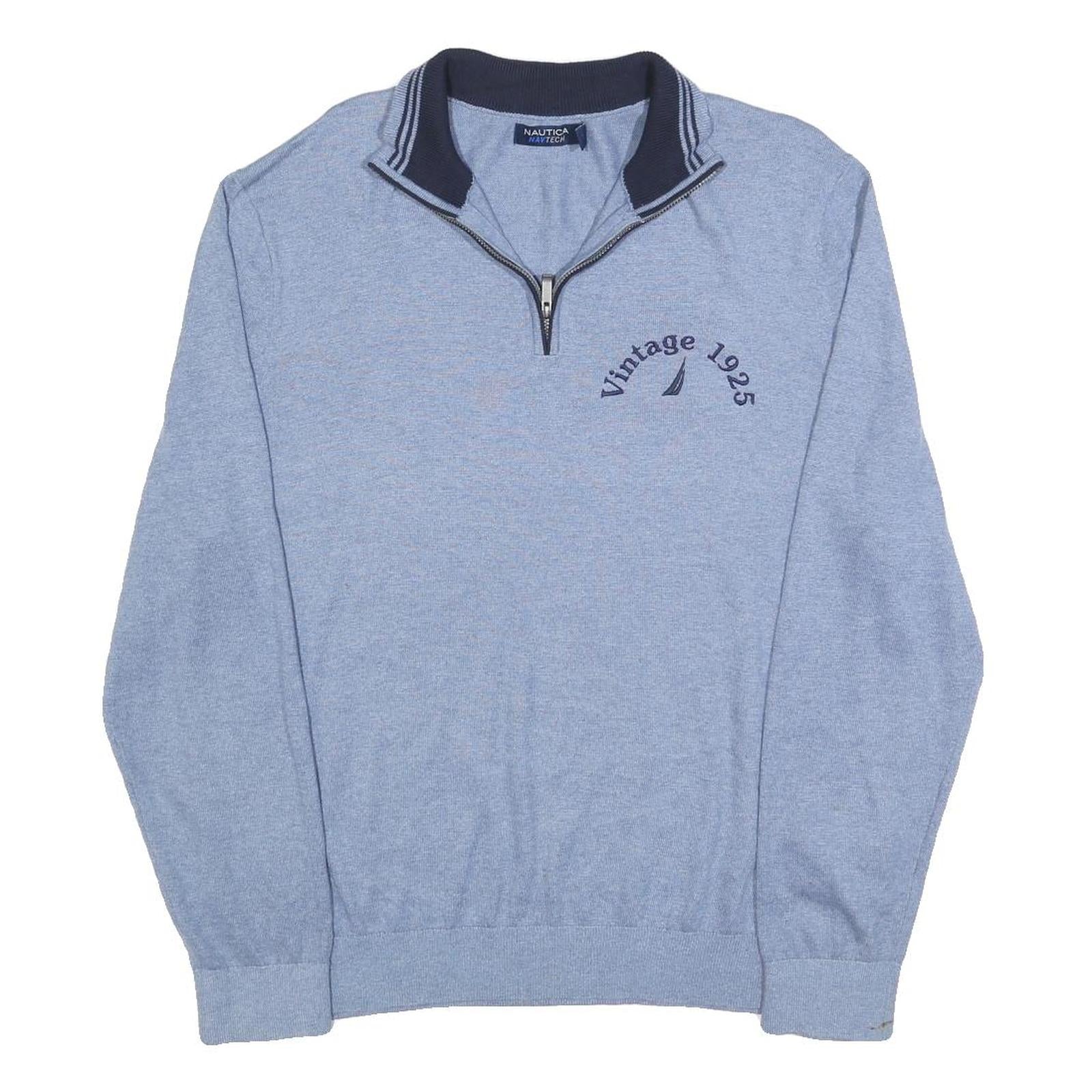 NAUTICA Mens Blue Plain Pullover Jumper Crew Neck Basic Knit L Cotton Blend Refurbished - N/A refurbished available on Cerqular