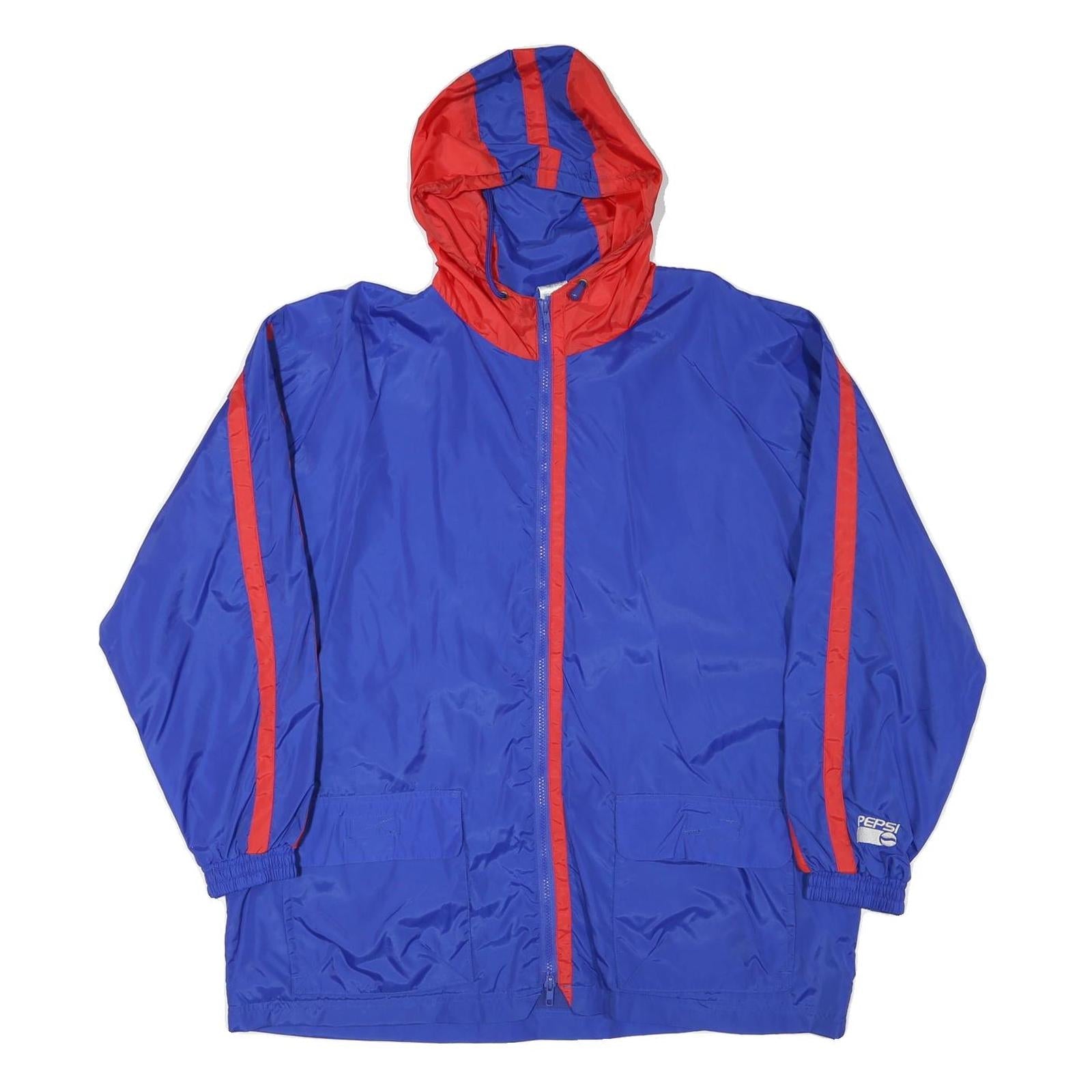 PEPSI Mens Blue & Red Hooded Zip Jacket L Polyester Blend Sport Basics Refurbished - N/A refurbished available on Cerqular
