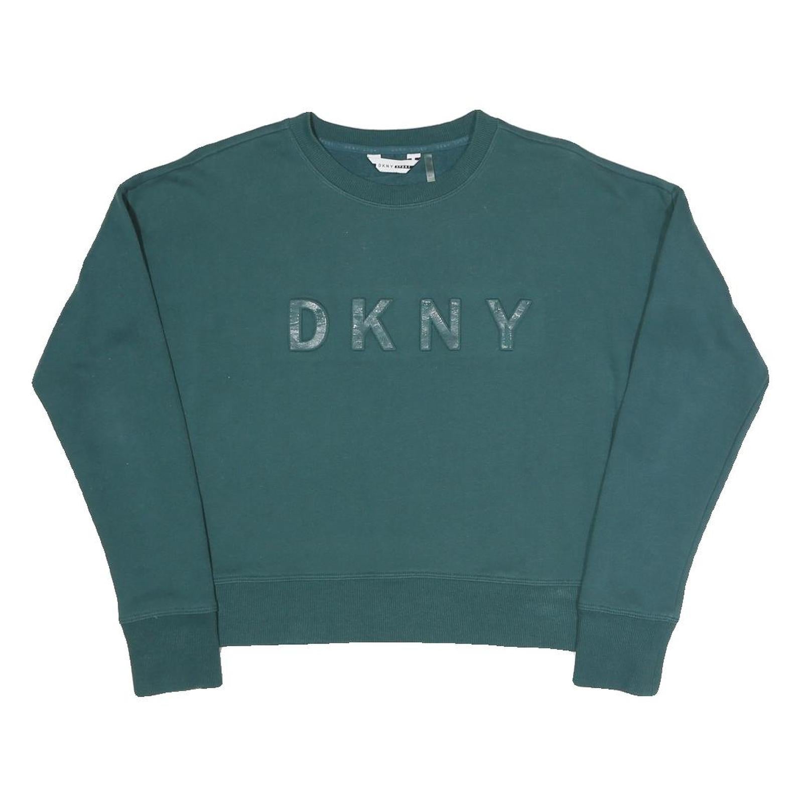 DKNY Womens Green Crew Neck XS Cotton Blend Sweatshirt Pullover DKNY Logo Refurbished - N/A refurbished available on Cerqular
