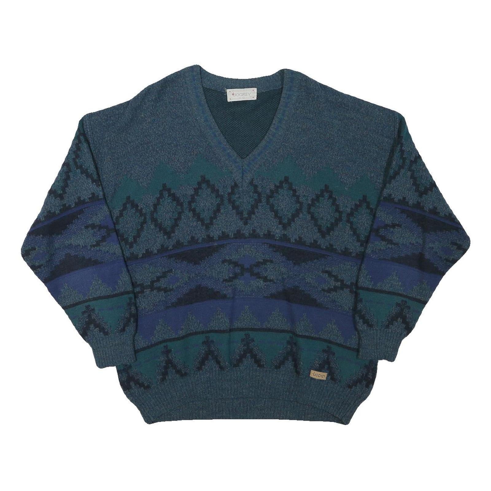 Buy JOCKEY Mens Blue Patterned V-Neck Jumper Chunky Knit L Wool Blend Warm Casual Refurbished - $27.29 JOCKEY Mens Blue Patterned V-Neck Jumper Chunky Knit L Wool Blend Warm Casual Refurbished - N/A refurbished available on Cerqular