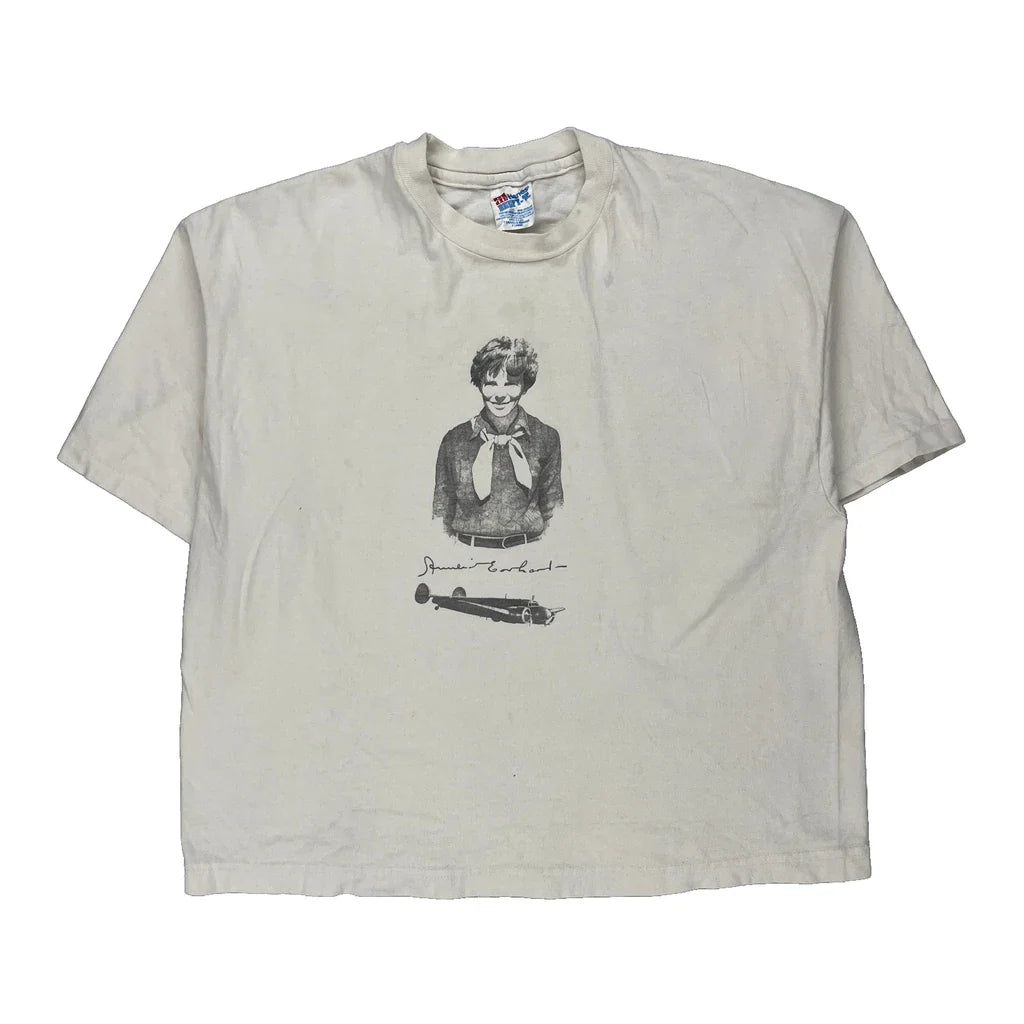 Aviation Hanes Graphic T-Shirt - XL White Cotton Refurbished - Thrifted (note: this is a term often used to describe second- refurbished available on Cerqular