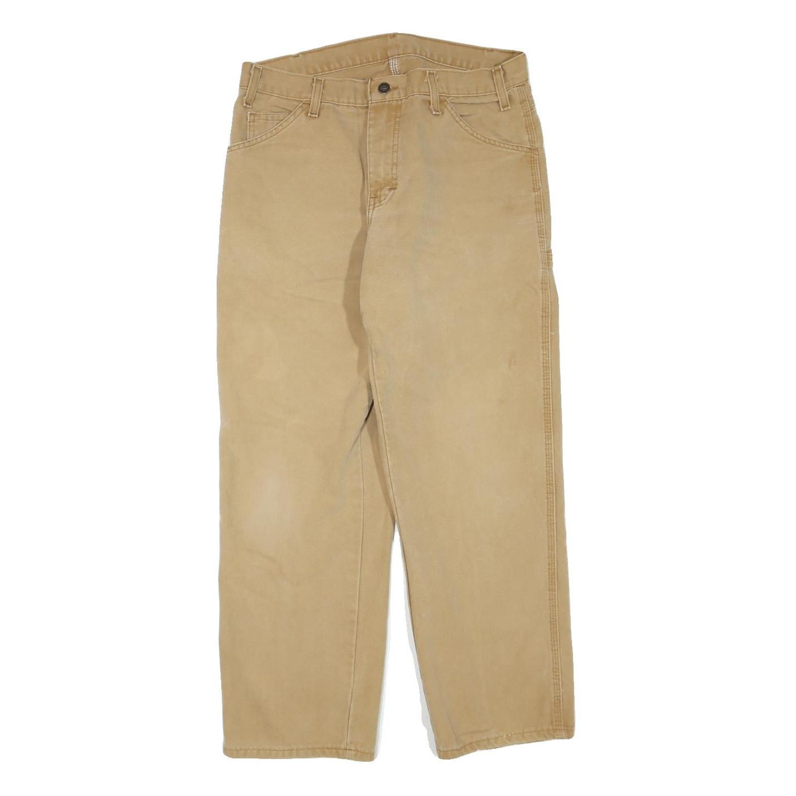 DICKIES Mens Regular Fit Beige Cotton Blend Trousers W34 L28 Workwear Zip Refurbished - N/A refurbished available on Cerqular