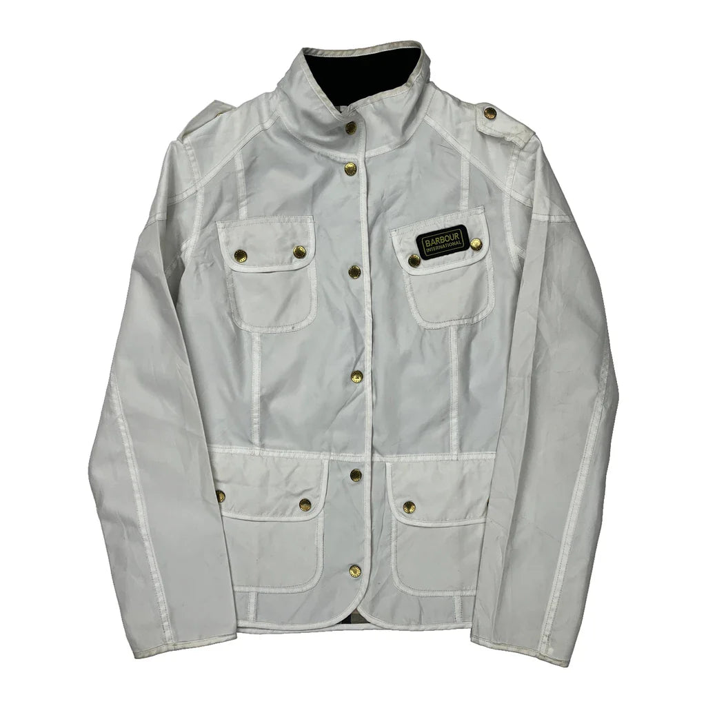 Barbour Jacket - Medium White Cotton Refurbished - Thrifted (note: this is a term often used to describe second- refurbished available on Cerqular