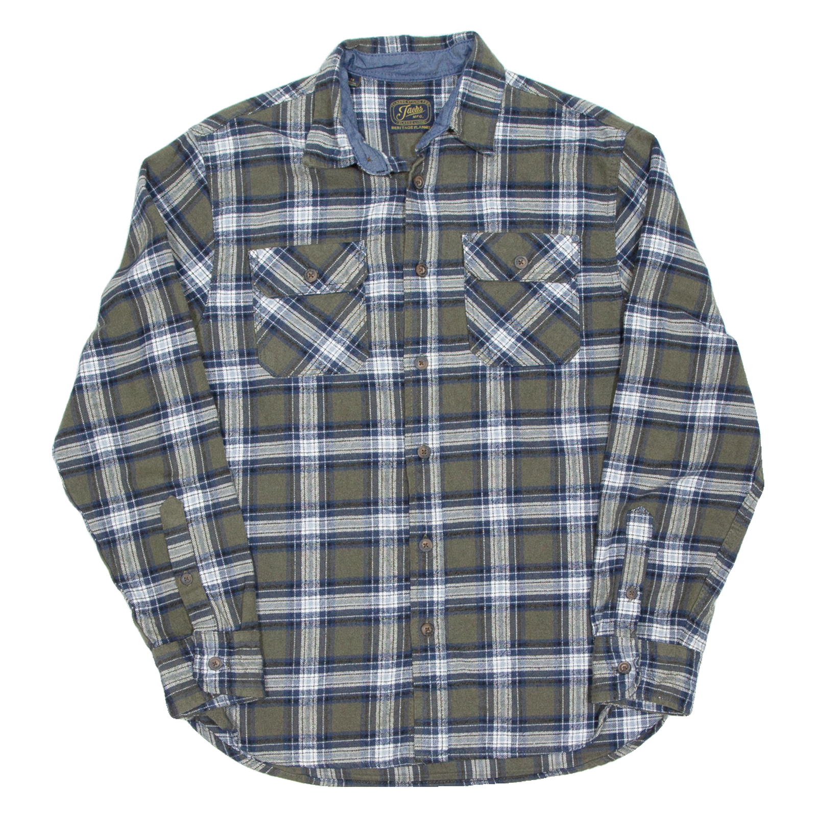 JACHS Mens Flannel Shirt Green Check Long Sleeve M Refurbished - N/A refurbished available on Cerqular