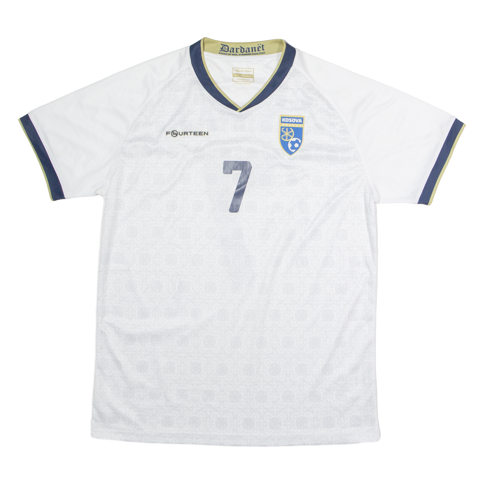FOURTEEN 2021 Kosovo Away #7 S. Isenaj SIGNED Mens Football Shirt Jersey White 2XL Refurbished - N/A refurbished available on Cerqular