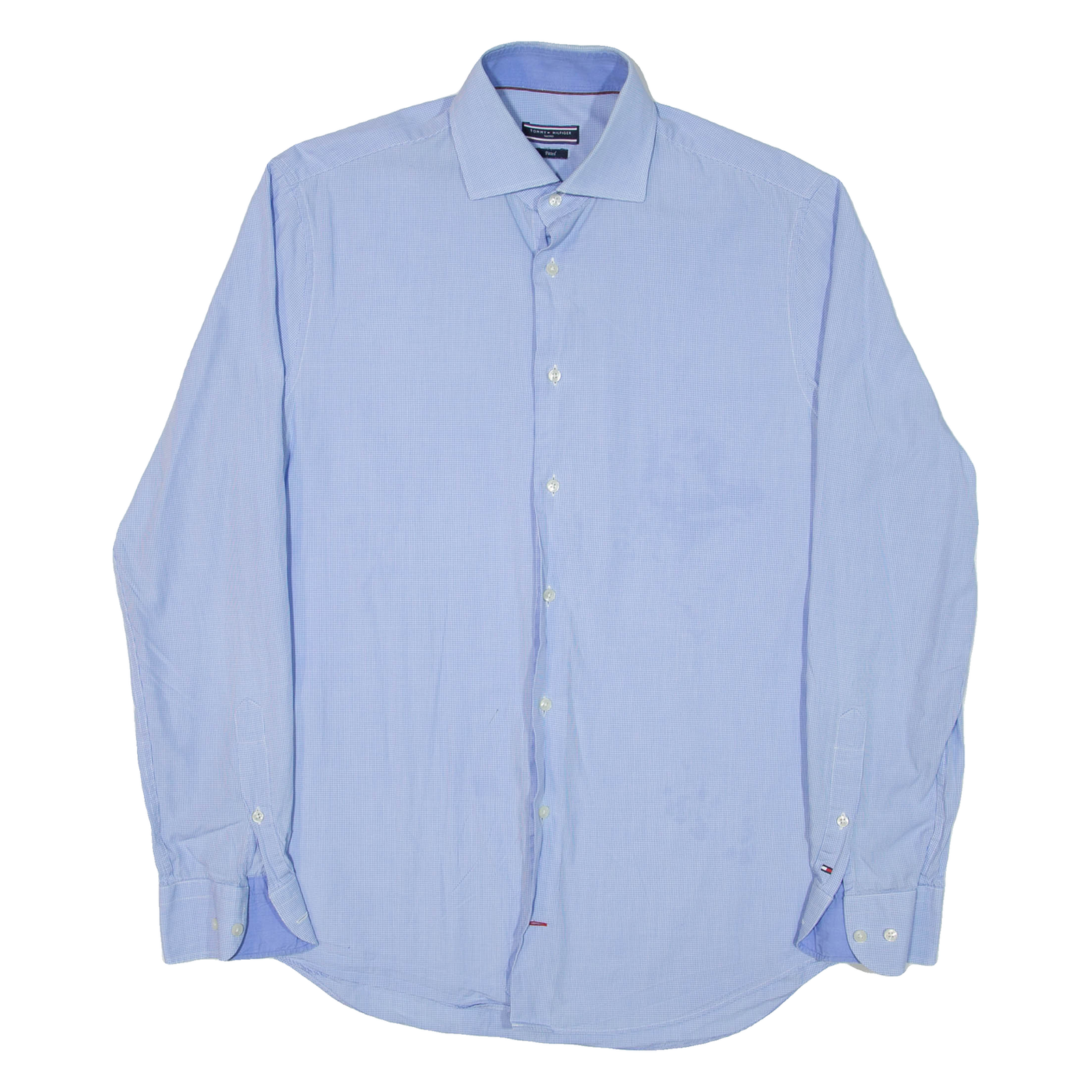 TOMMY HILFIGER Fitted Mens Shirt Blue Check Long Sleeve M Refurbished - N/A refurbished available on Cerqular