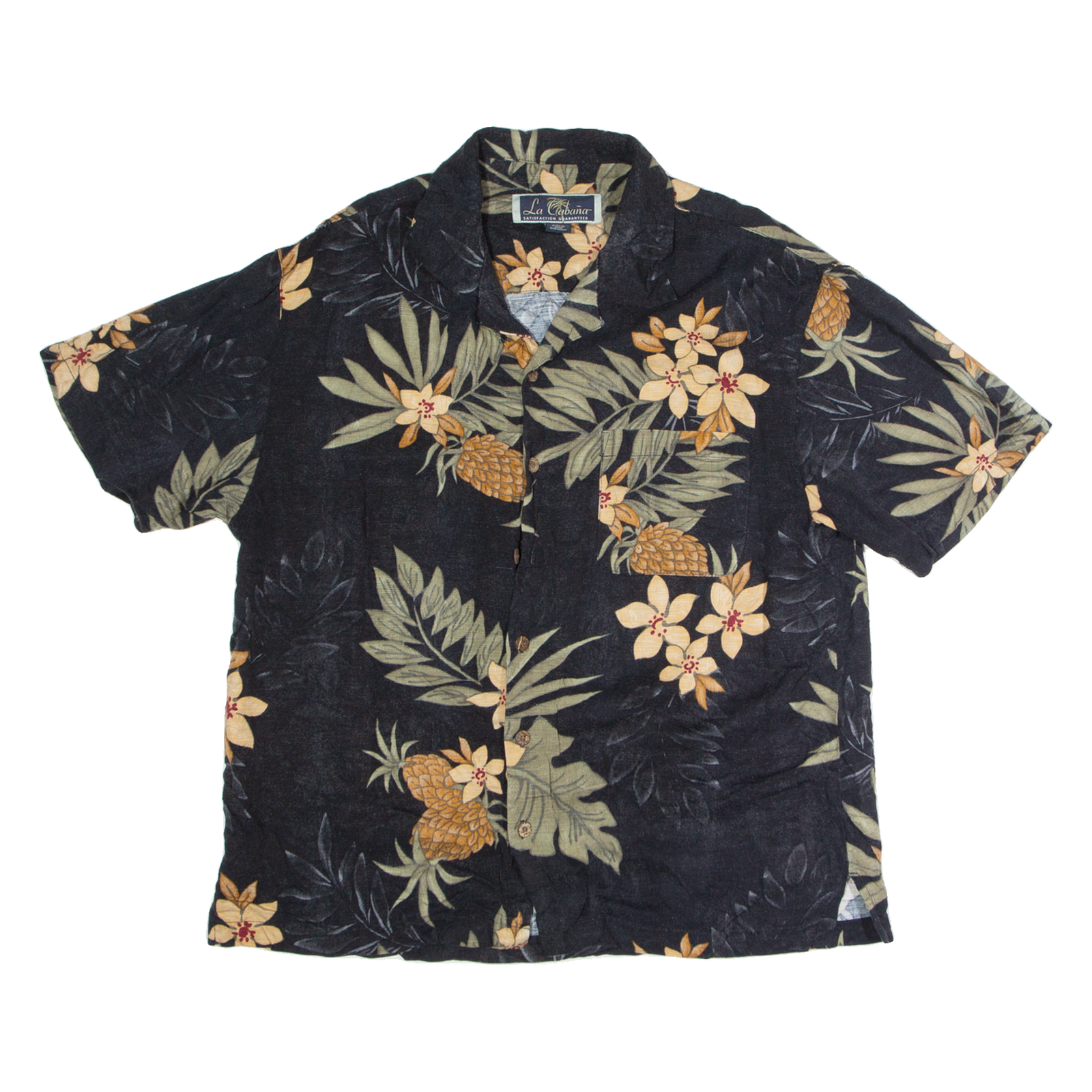 LA CABANA Mens Shirt Black Floral L Refurbished - N/A refurbished available on Cerqular