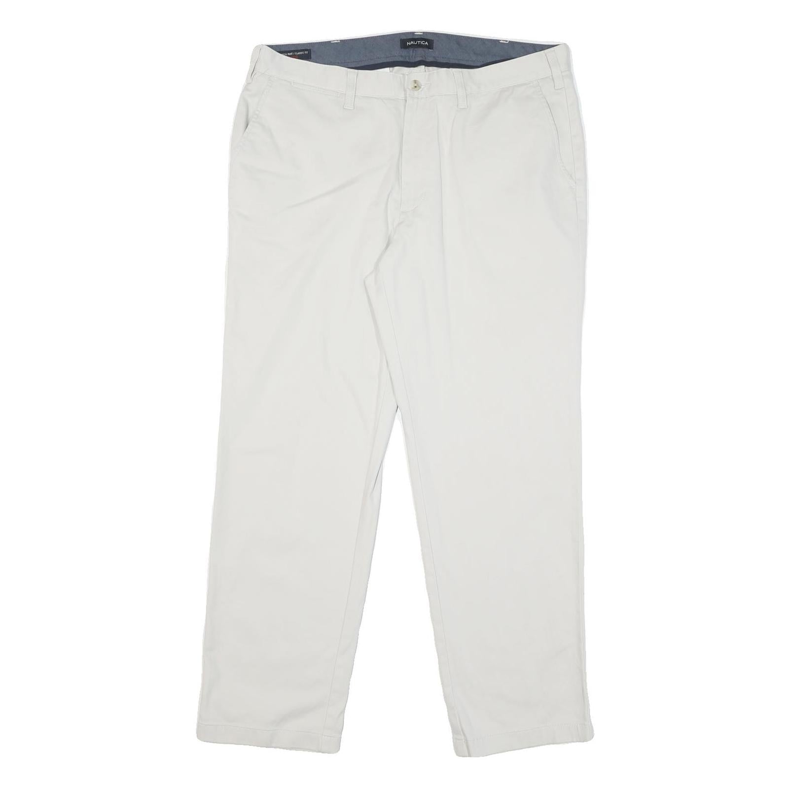 NAUTICA Mens Regular Fit White Cotton Blend Regular Leg Trousers W32 L30 Casual Refurbished - N/A refurbished available on Cerqular