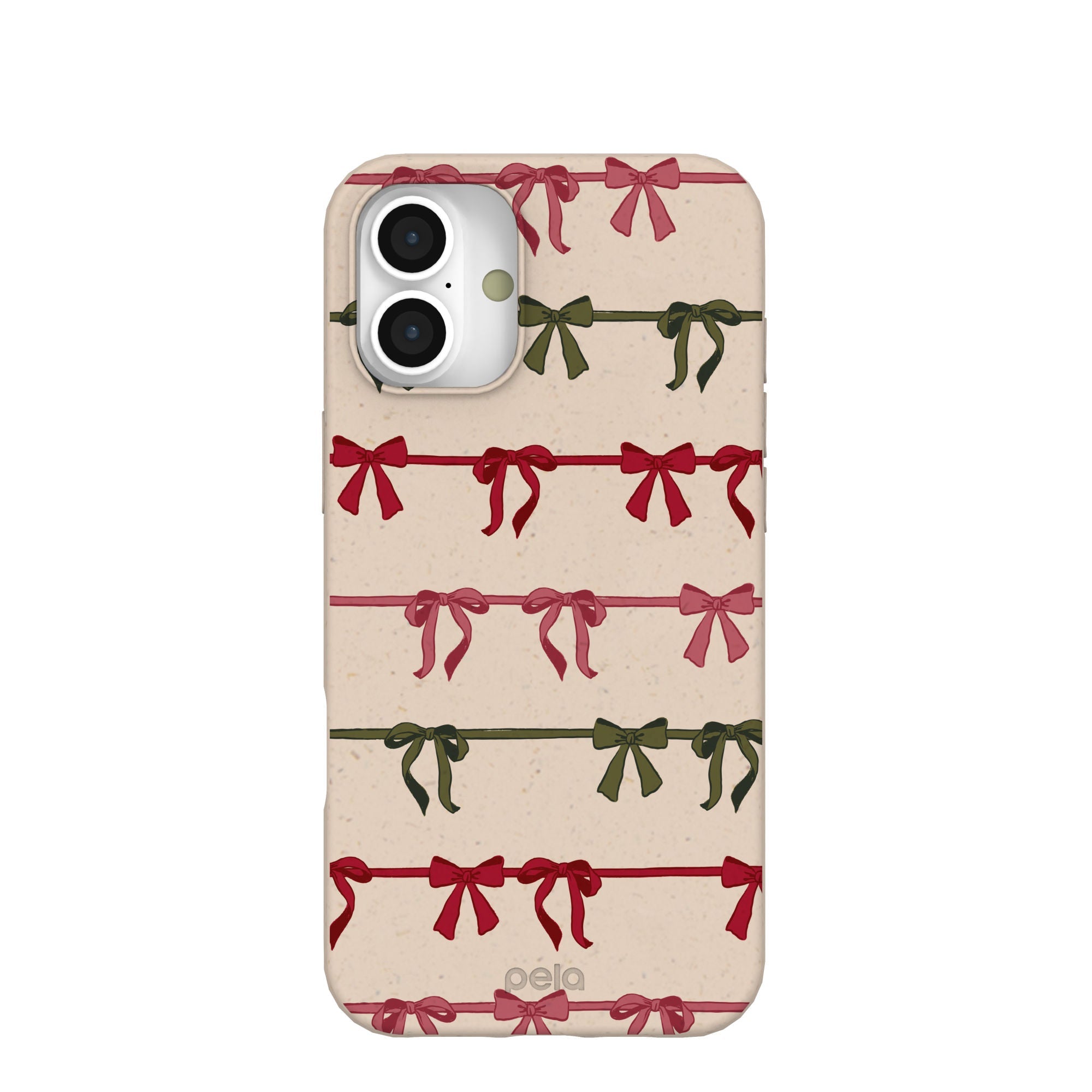 Seashell Holiday Bows iPhone 16 Plus Case Refurbished - Pela Case refurbished available on Cerqular
