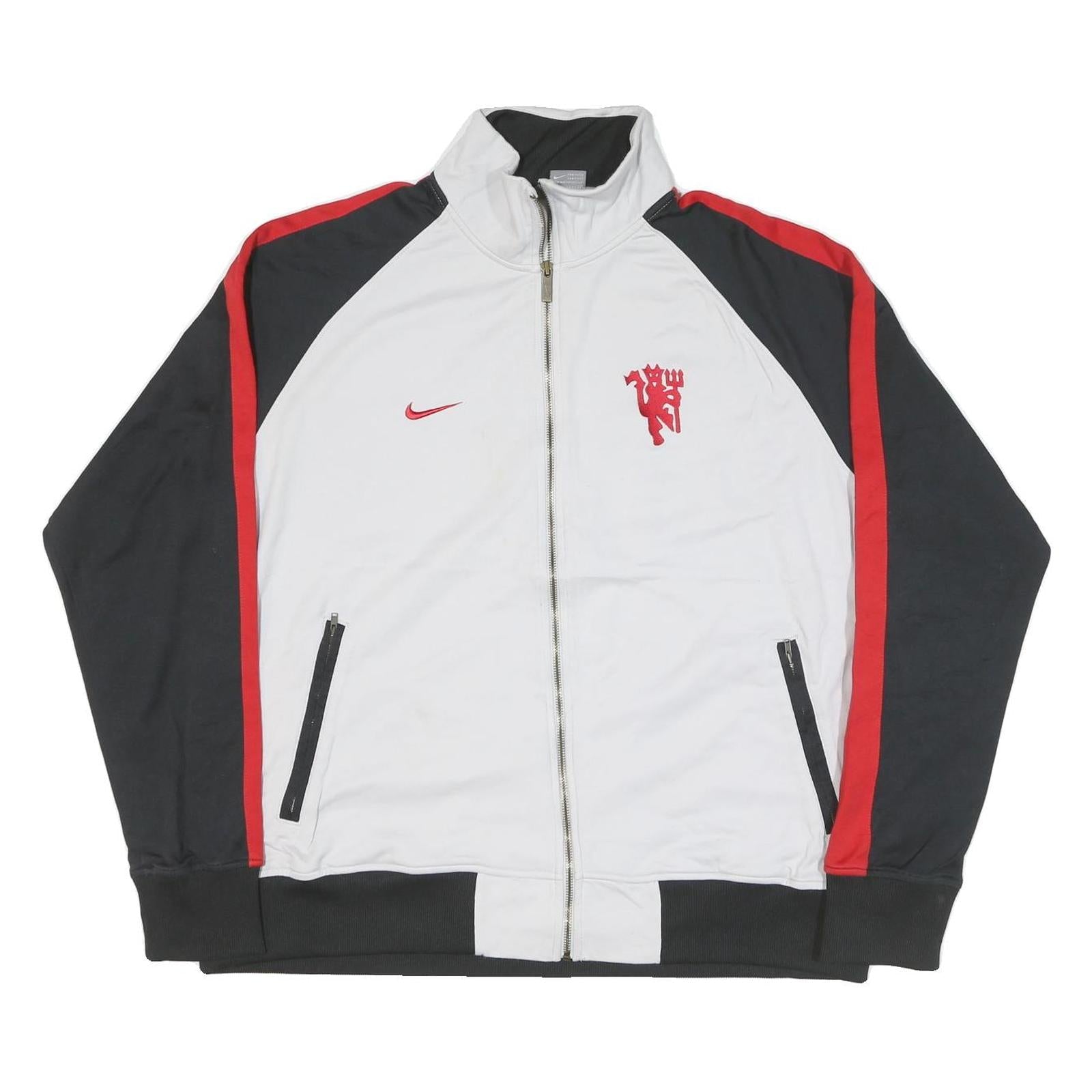 NIKE Mens White Black & Red Track Jacket XL Polyester Blend Zip Athletic Refurbished - N/A refurbished available on Cerqular