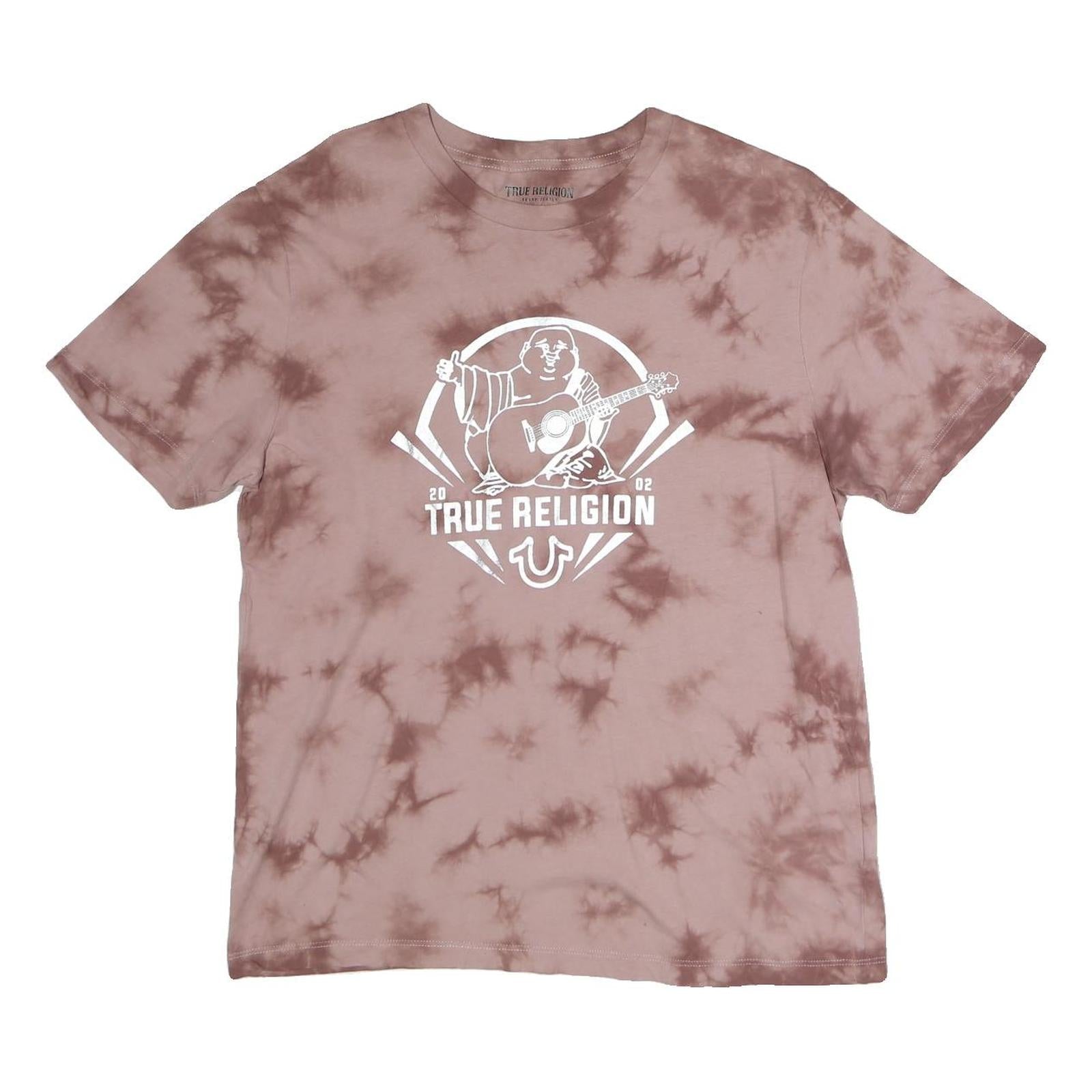 TRUE RELIGION Mens Brown Tie Dye Graphic T-Shirt L Short Sleeve Crew Neck Refurbished - N/A refurbished available on Cerqular