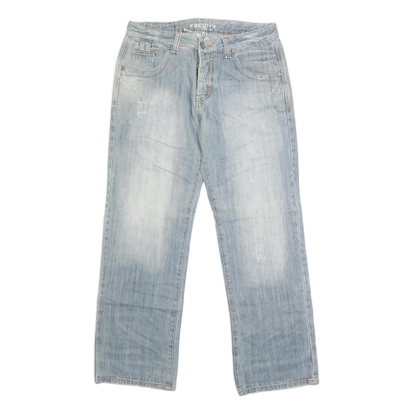 FA COUPE Mens Jeans Blue Regular Straight Denim Light W36 L32 Cotton Blend Zip Refurbished - N/A refurbished available on Cerqular