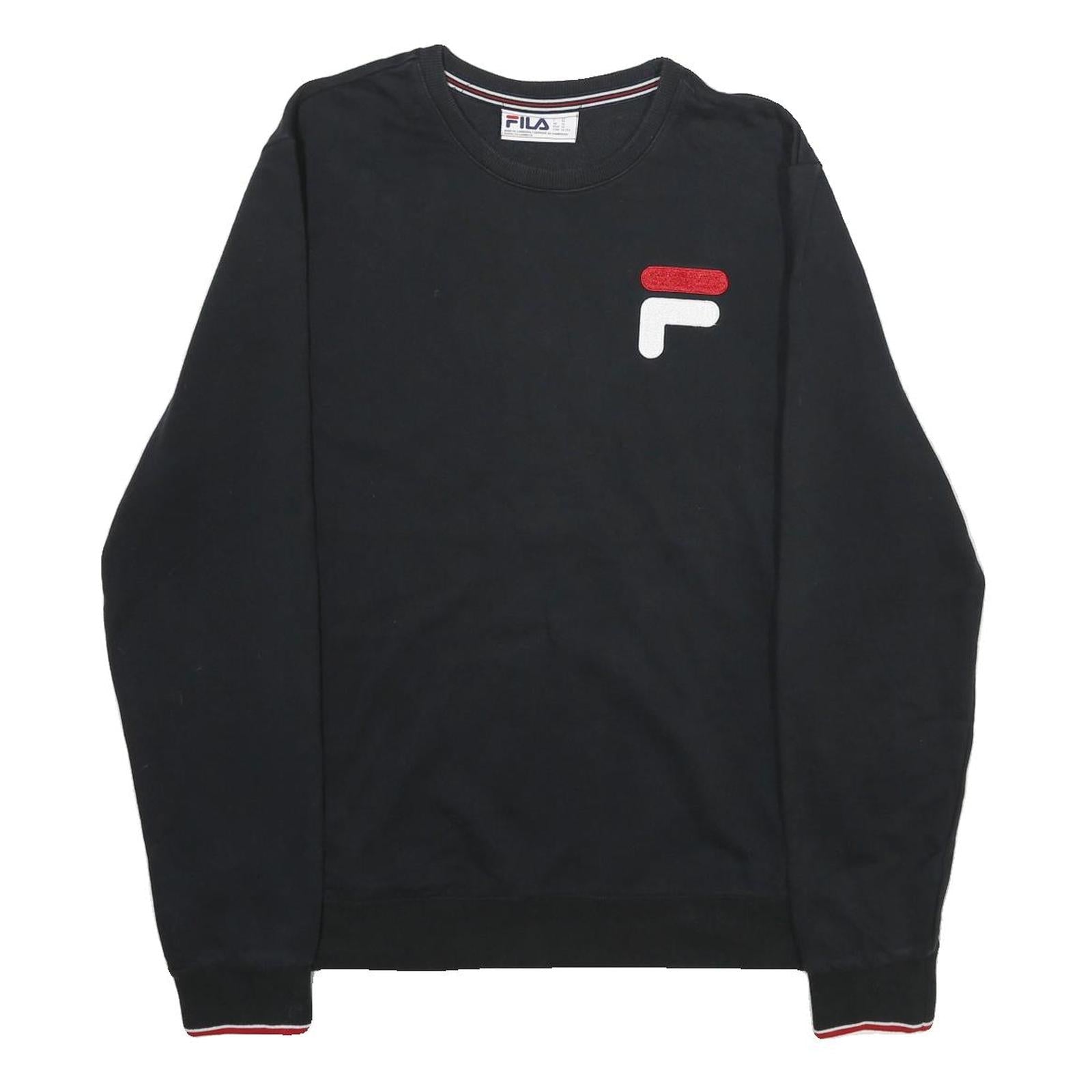 FILA Mens Black Cotton Blend Crew Neck XL Logo Sweatshirt Casual Pullover Refurbished - N/A refurbished available on Cerqular
