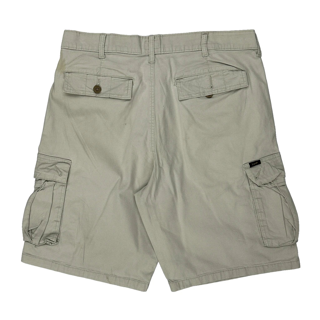 Lee Cargo Shorts - 34W 10L Beige Cotton Refurbished - Thrifted (note: this is a term often used to describe second- refurbished available on Cerqular