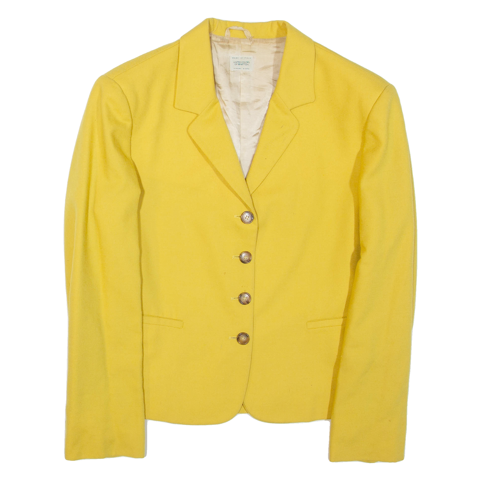 BENETTON Womens Blazer Jacket Yellow Wool M Refurbished - N/A refurbished available on Cerqular