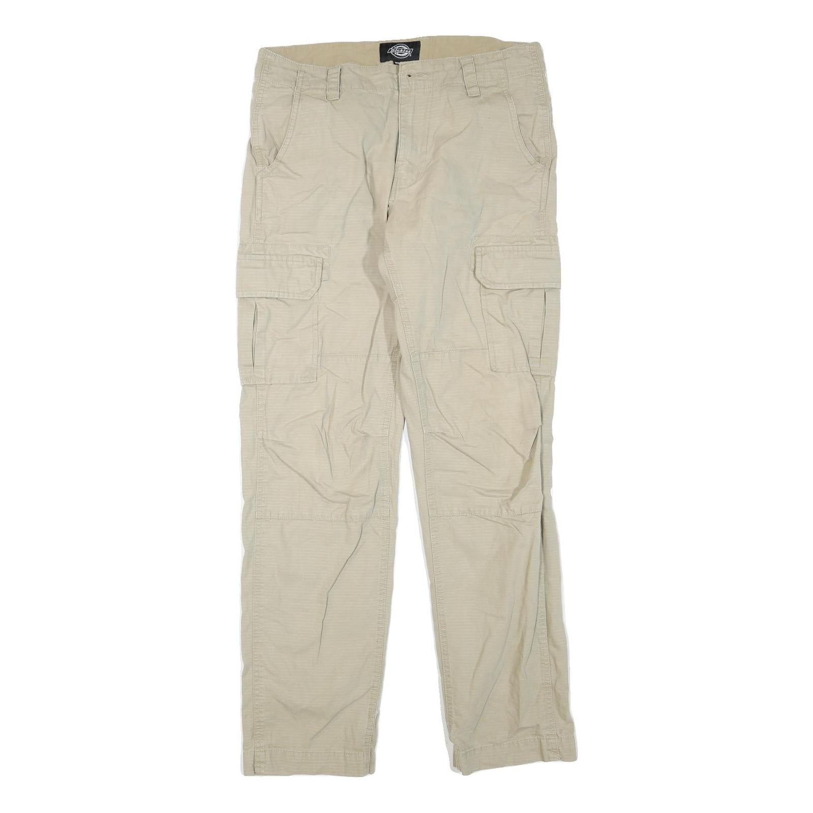 DICKIES Mens Cotton Blend Beige Regular Fit Cargo Trousers W30 L32 Workwear Refurbished - N/A refurbished available on Cerqular