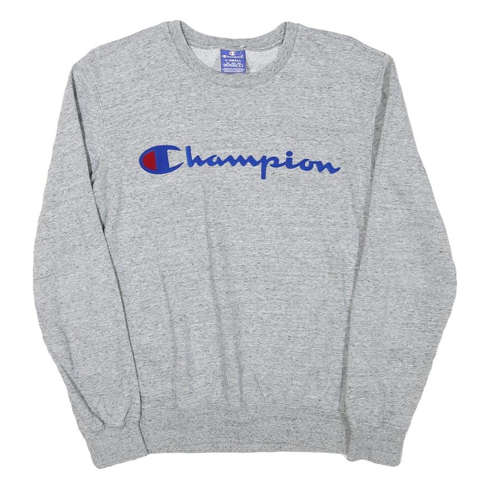 CHAMPION Mens Grey Crew Neck XS Cotton Blend Sweatshirt Classic Logo Pullover Refurbished - N/A refurbished available on Cerqular