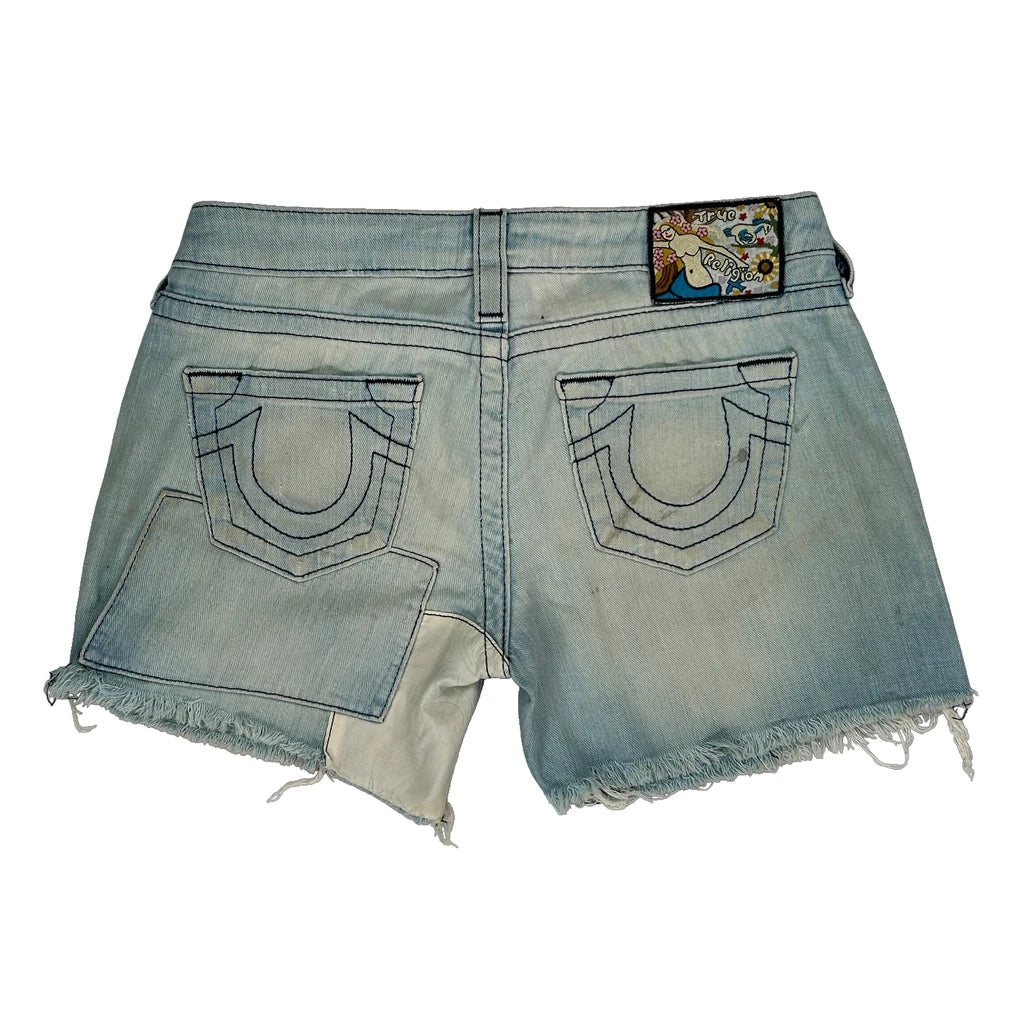 True Religion Denim Shorts - 29W UK 8 Light Wash Denim Refurbished - Thrifted (note: this is a term often used to describe second- refurbished available on Cerqular