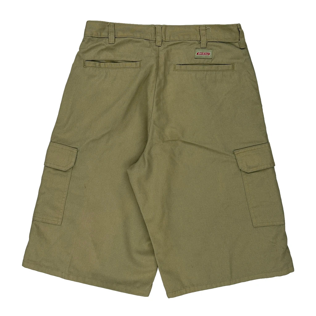 Dickies Cargo Shorts - 28W 13L Khaki Polyester Blend Refurbished - Thrifted (note: this is a term often used to describe second- refurbished available on Cerqular