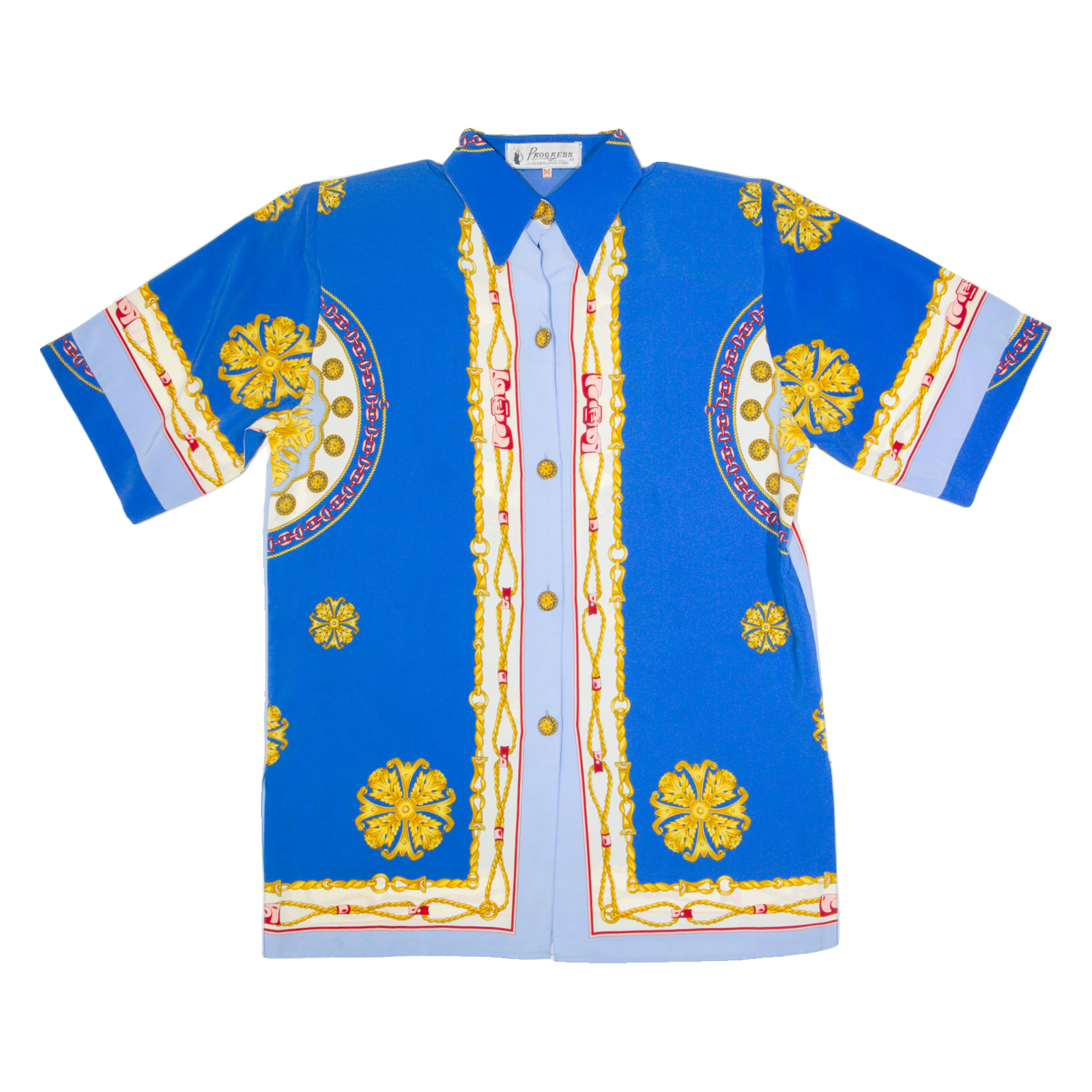 PROGRESS Womens Shirt Blue 90s Crazy Pattern M Refurbished - N/A refurbished available on Cerqular