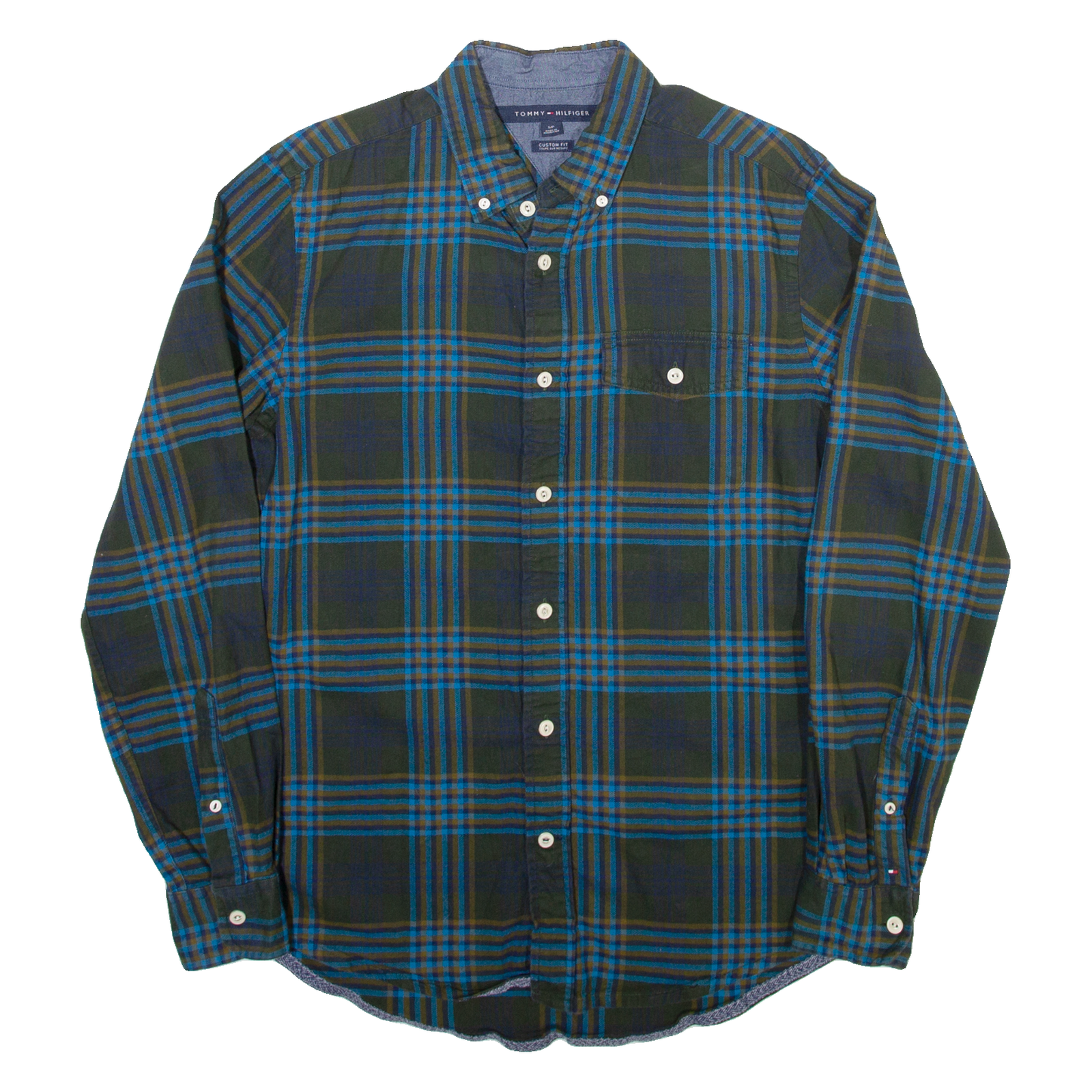 TOMMY HILFIGER Mens Shirt Green Plaid Long Sleeve S Refurbished - N/A refurbished available on Cerqular