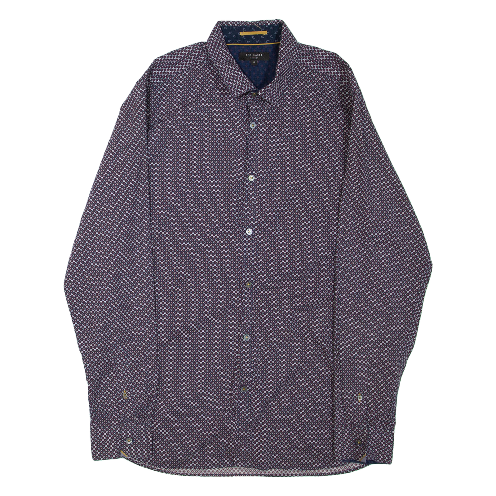 TED BAKER Mens Shirt Blue Geometric Long Sleeve M Refurbished - N/A refurbished available on Cerqular