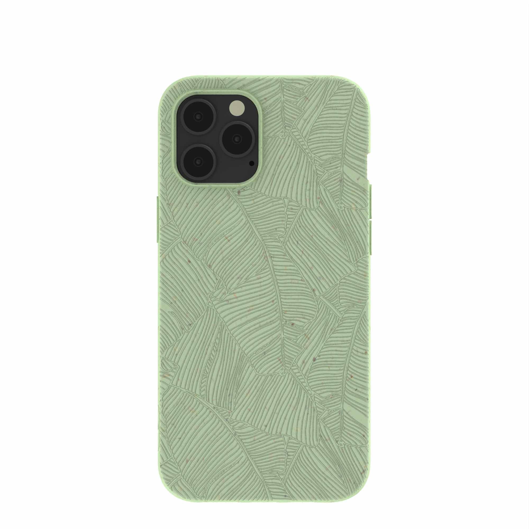 Sage Green Lushy Leaves iPhone 12 Pro Max Case Refurbished - Pela Case refurbished available on Cerqular