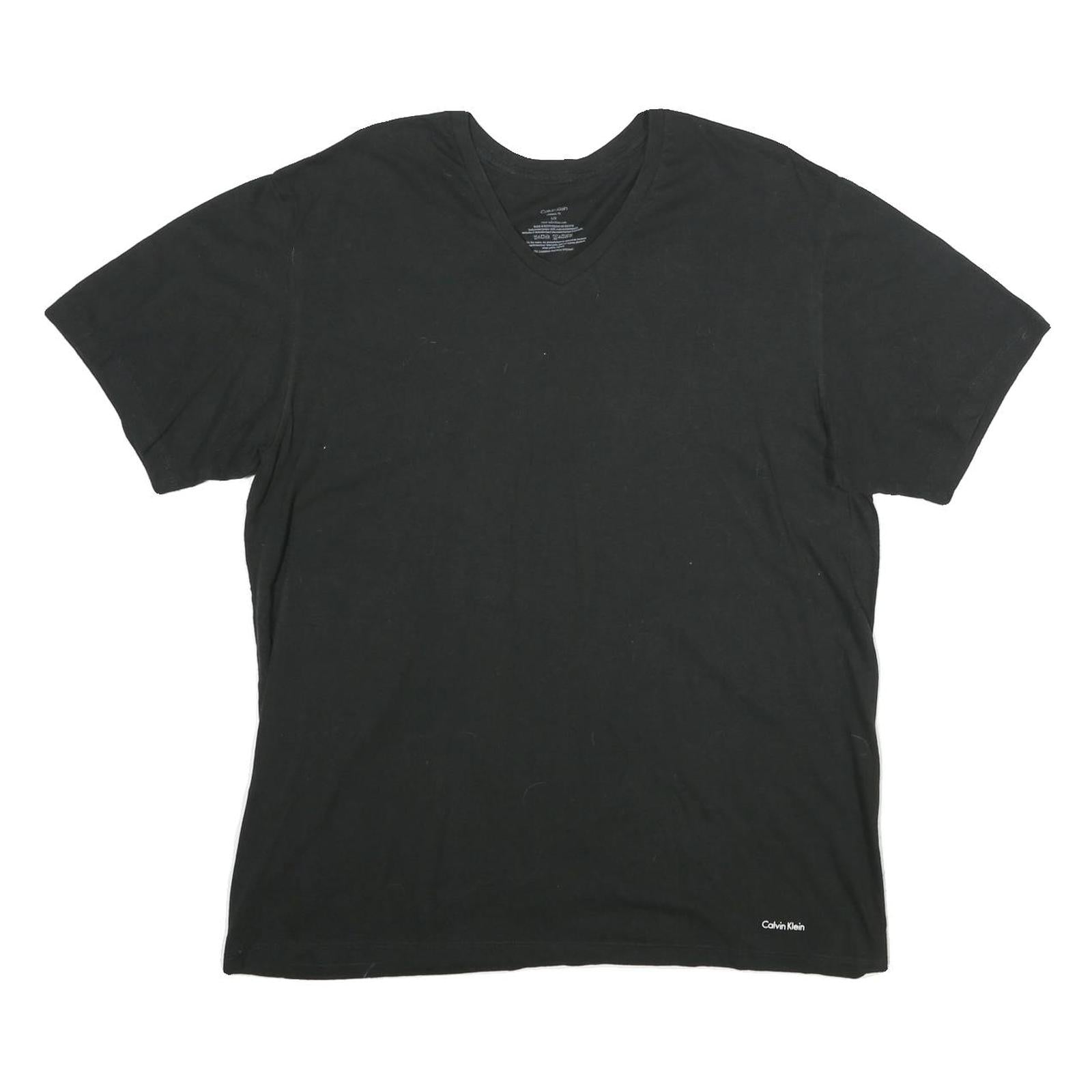 CALVIN KLEIN Mens Black V-Neck T-Shirt L Cotton Minimalist Short Sleeve Casual Refurbished - N/A refurbished available on Cerqular