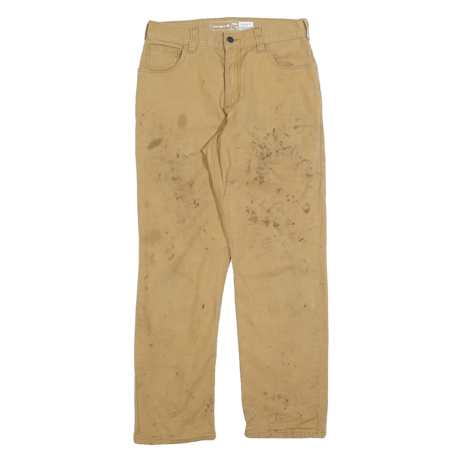 CARHARTT Mens Relaxed Fit Beige Cotton Blend Trousers W30 L32 Workwear Durable Refurbished - N/A refurbished available on Cerqular