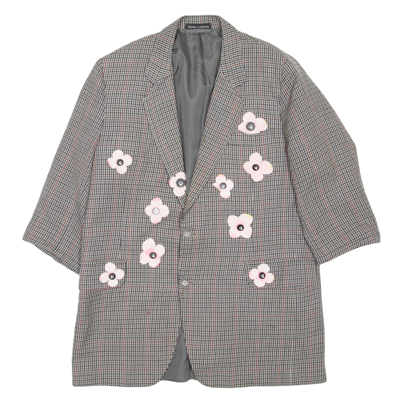 RENFILE COLLECTIONS 3/4 Sleeve Womens Blazer Coat Black Houndstooth M Refurbished - N/A refurbished available on Cerqular
