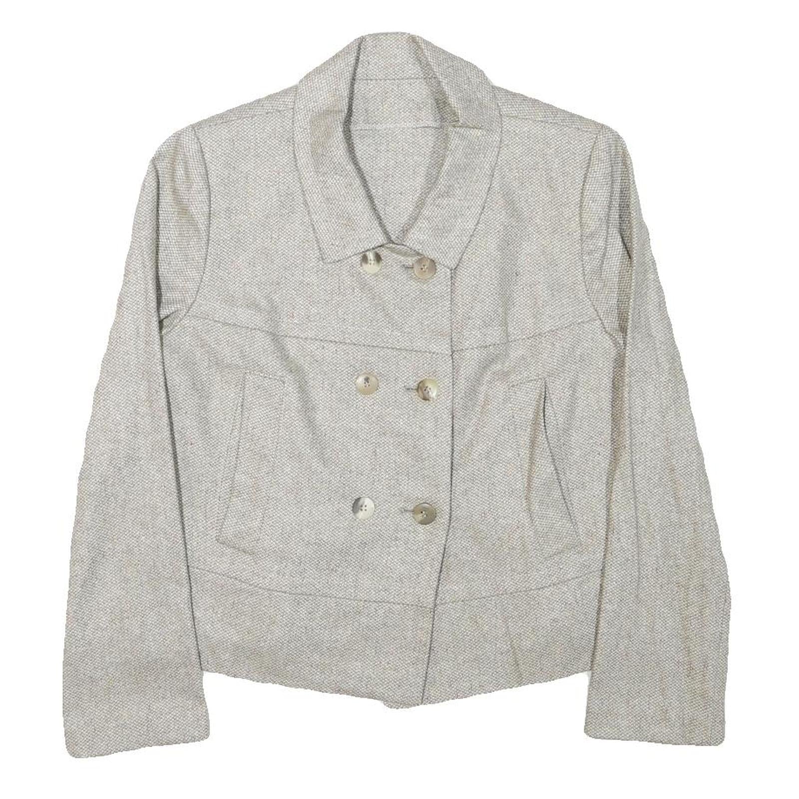 Womens Cream Button Jacket S Polyester Blend Plain Light Casual Refurbished - N/A refurbished available on Cerqular