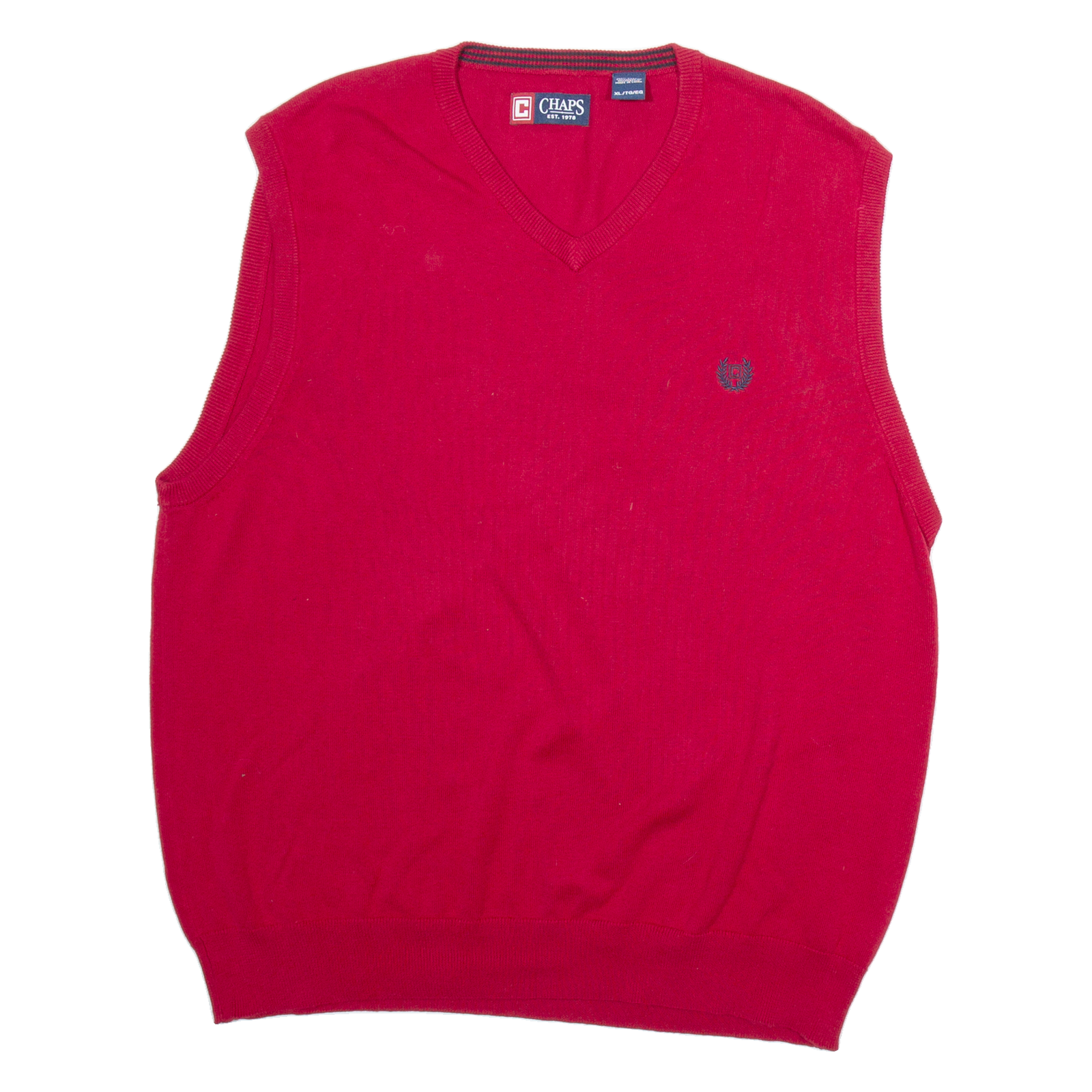 CHAPS Mens Jumper Red V-Neck Tight Knit Sleeveless XL Refurbished - N/A refurbished available on Cerqular