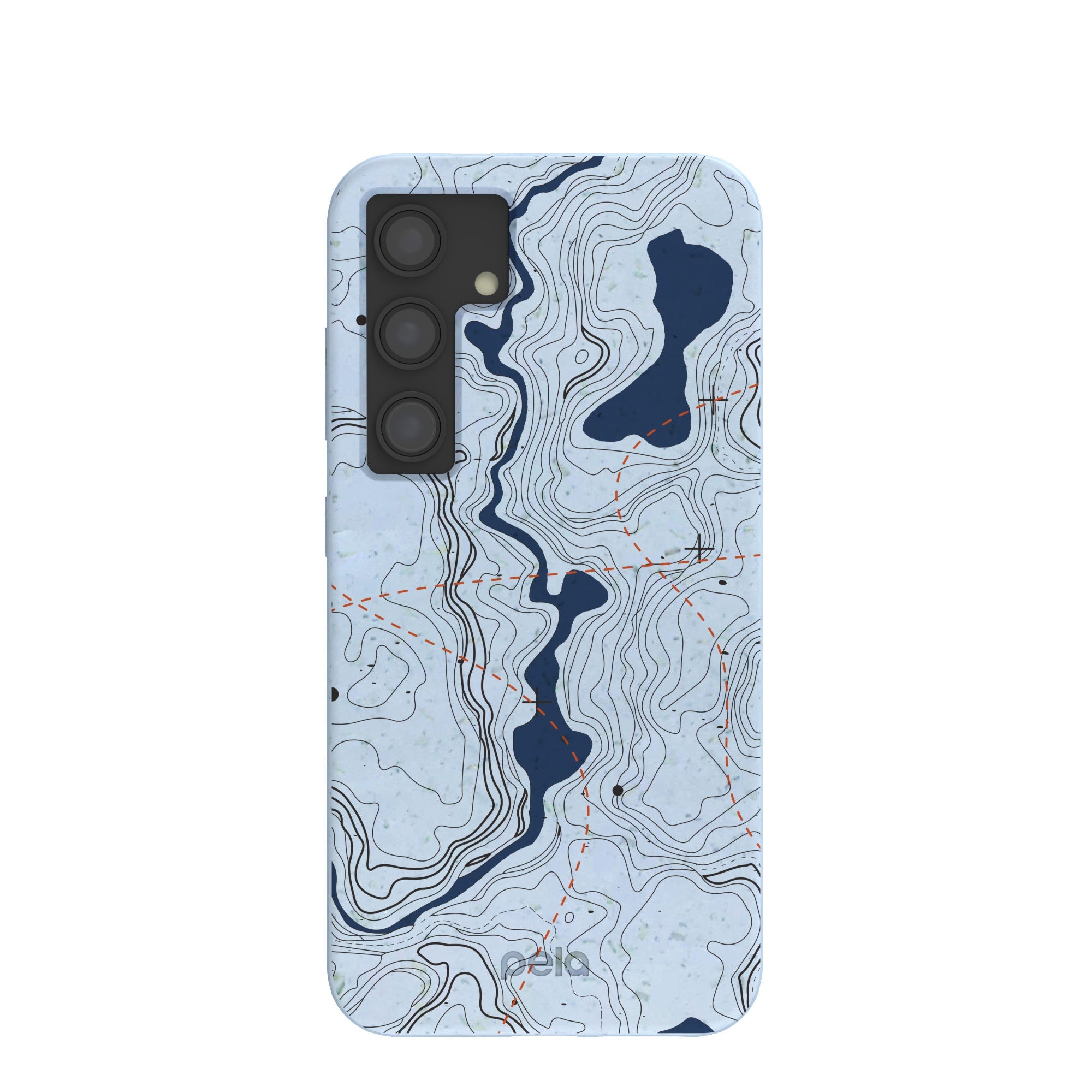 Powder Blue Contour Lines Samsung Galaxy S24 Case Refurbished - Pela Case refurbished available on Cerqular