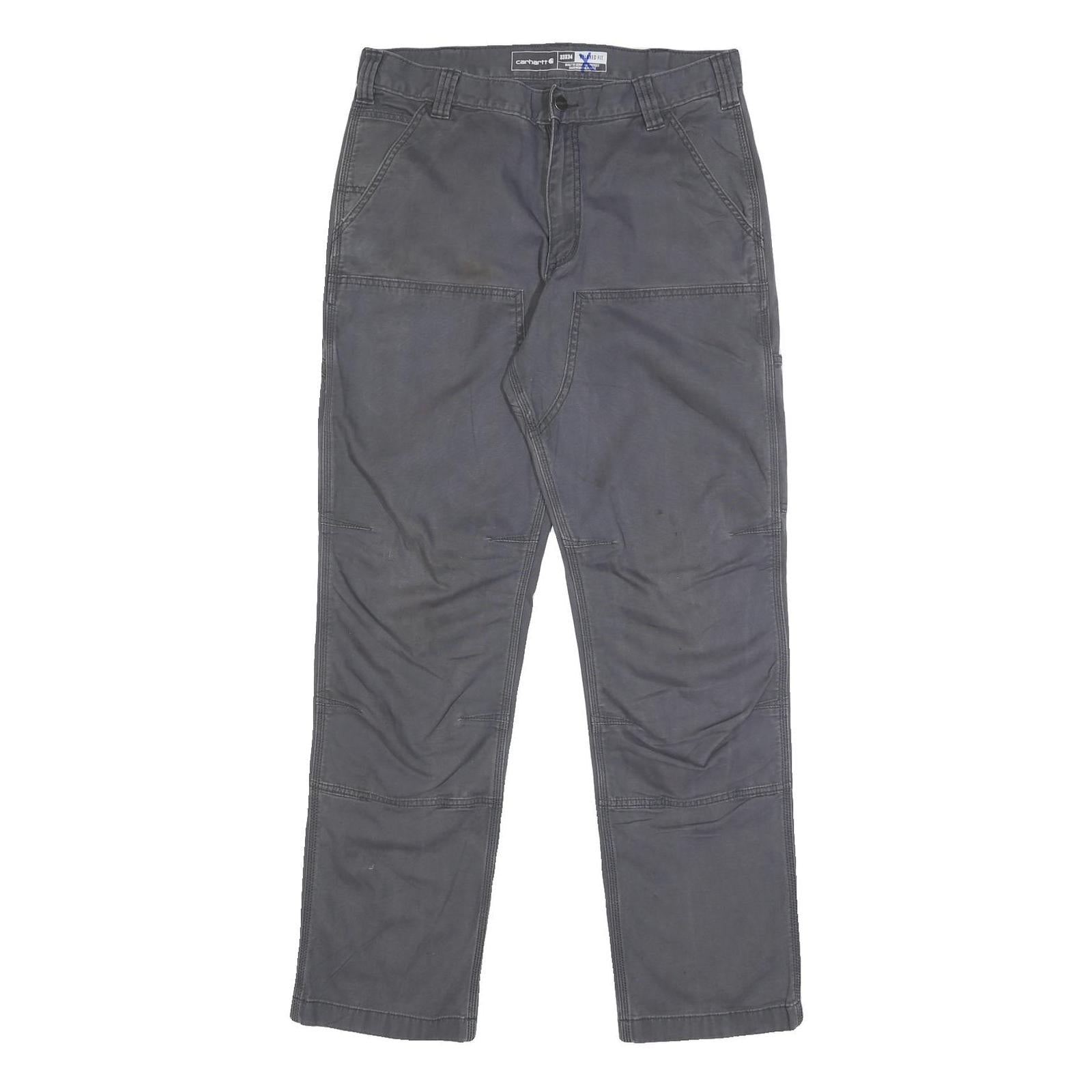 CARHARTT Mens Cotton Blend Grey Relaxed Straight Trousers W33 L34 Workwear Refurbished - N/A refurbished available on Cerqular