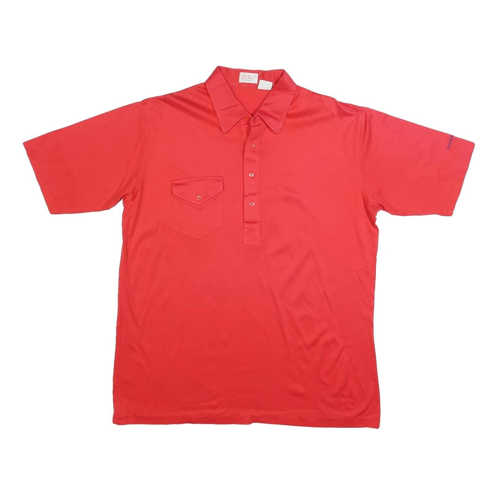DI FINI Mens Red Short Sleeve Plain Polo Shirt XL Cotton Blend Button Pocket Refurbished - N/A refurbished available on Cerqular