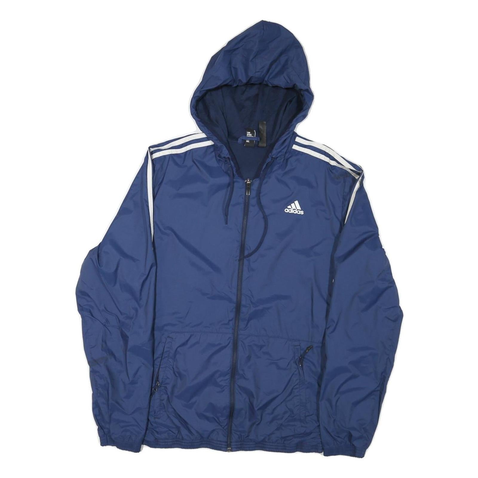 ADIDAS Mens Blue White Zip Hooded Nylon Jacket M Sportswear Track Outerwear Refurbished - N/A refurbished available on Cerqular