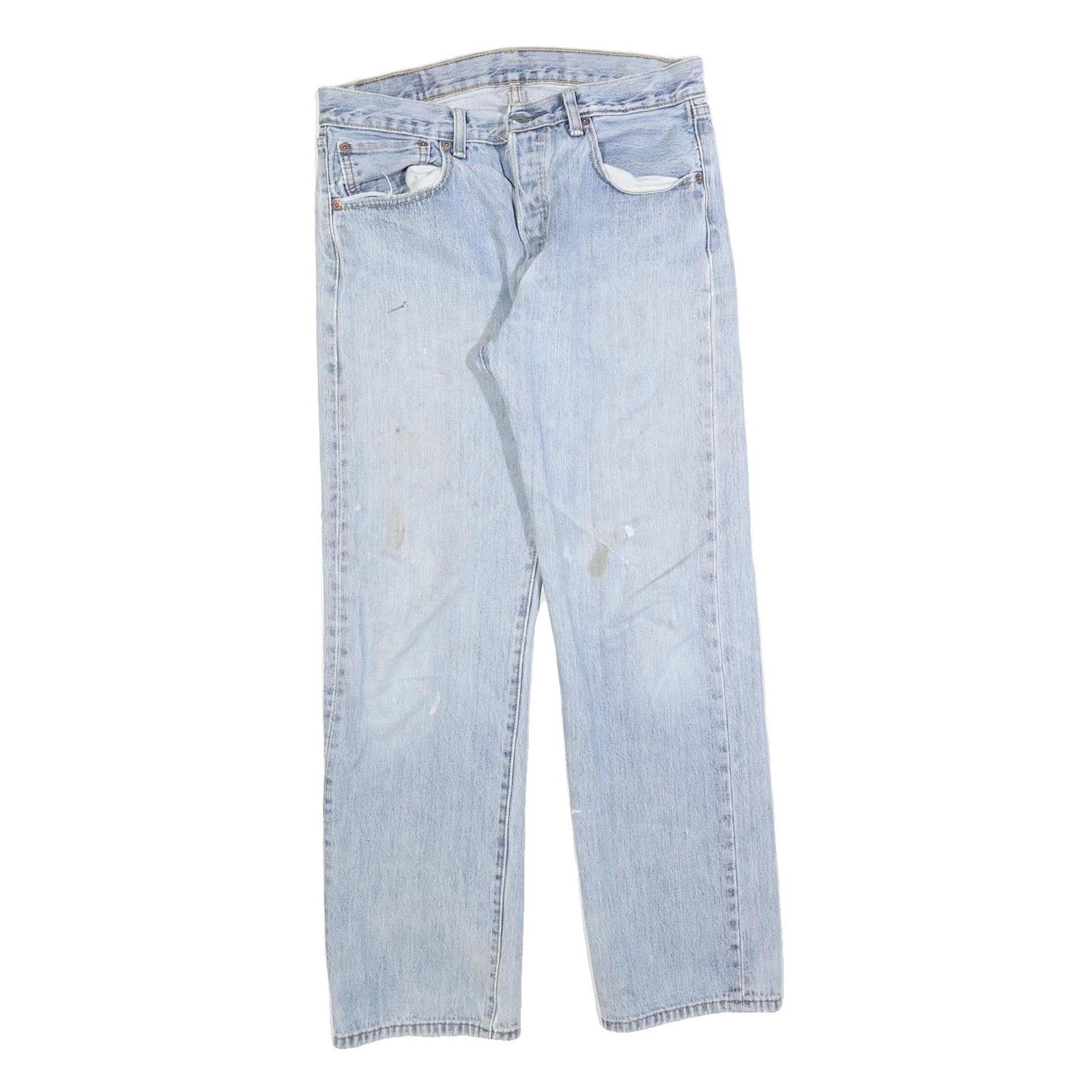 LEVI'S 501 Mens Jeans Blue Regular Straight Denim Light W32 L30 Classic Button Refurbished - N/A refurbished available on Cerqular