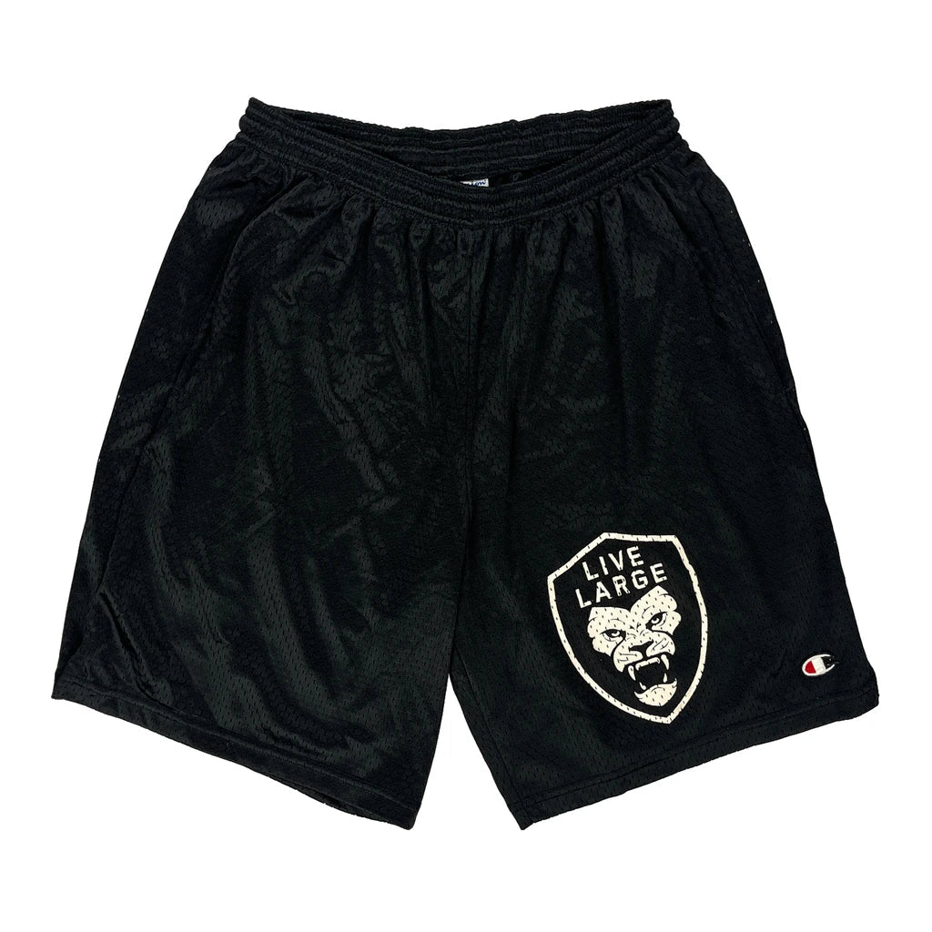 Buy Live Large Champion Graphic Sport Shorts - Medium Black Polyester Refurbished - $19.28 Live Large Champion Graphic Sport Shorts - Medium Black Polyester Refurbished - Thrifted (note: this is a term often used to describe second- refurbished available on Cerqular