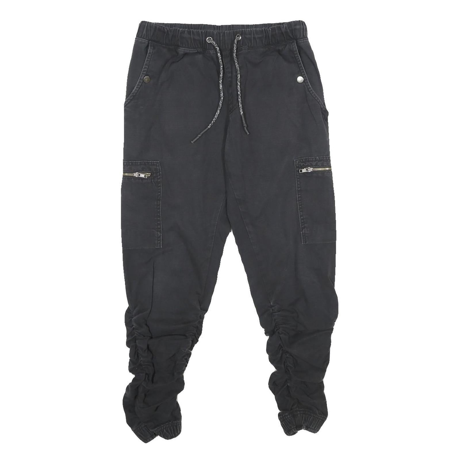 REDEFINED REBEL Mens Regular Black Cargo Drawstring Trousers W28 L28 Ruched Leg Refurbished - N/A refurbished available on Cerqular