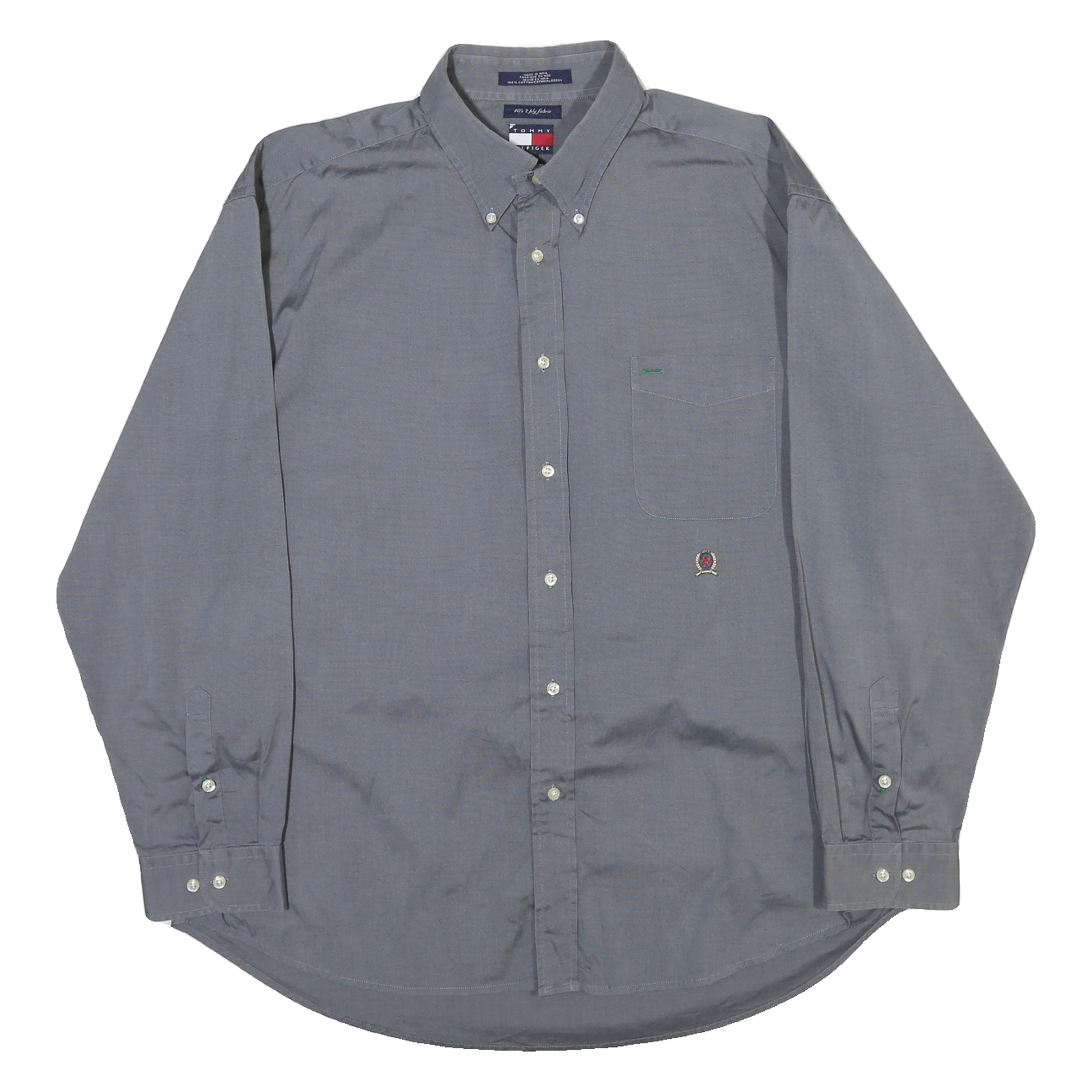TOMMY HILFIGER Mens Blue Button-Down Shirt XL Classic Fit Cotton Long Sleeve Refurbished - N/A refurbished available on Cerqular