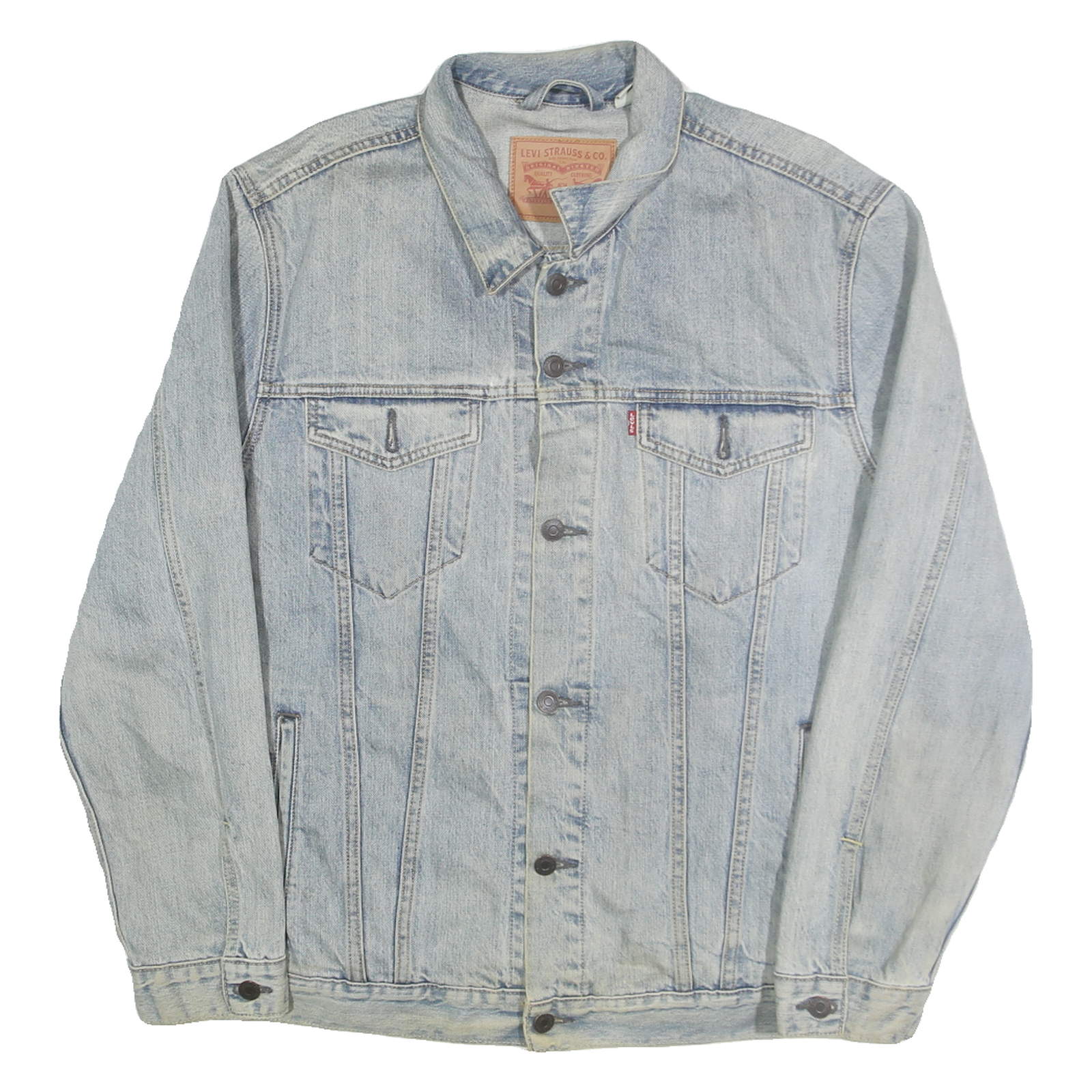 LEVI'S Mens Blue Denim Cotton Button Jacket XL Casual Classic Fit Front Pockets Refurbished - N/A refurbished available on Cerqular