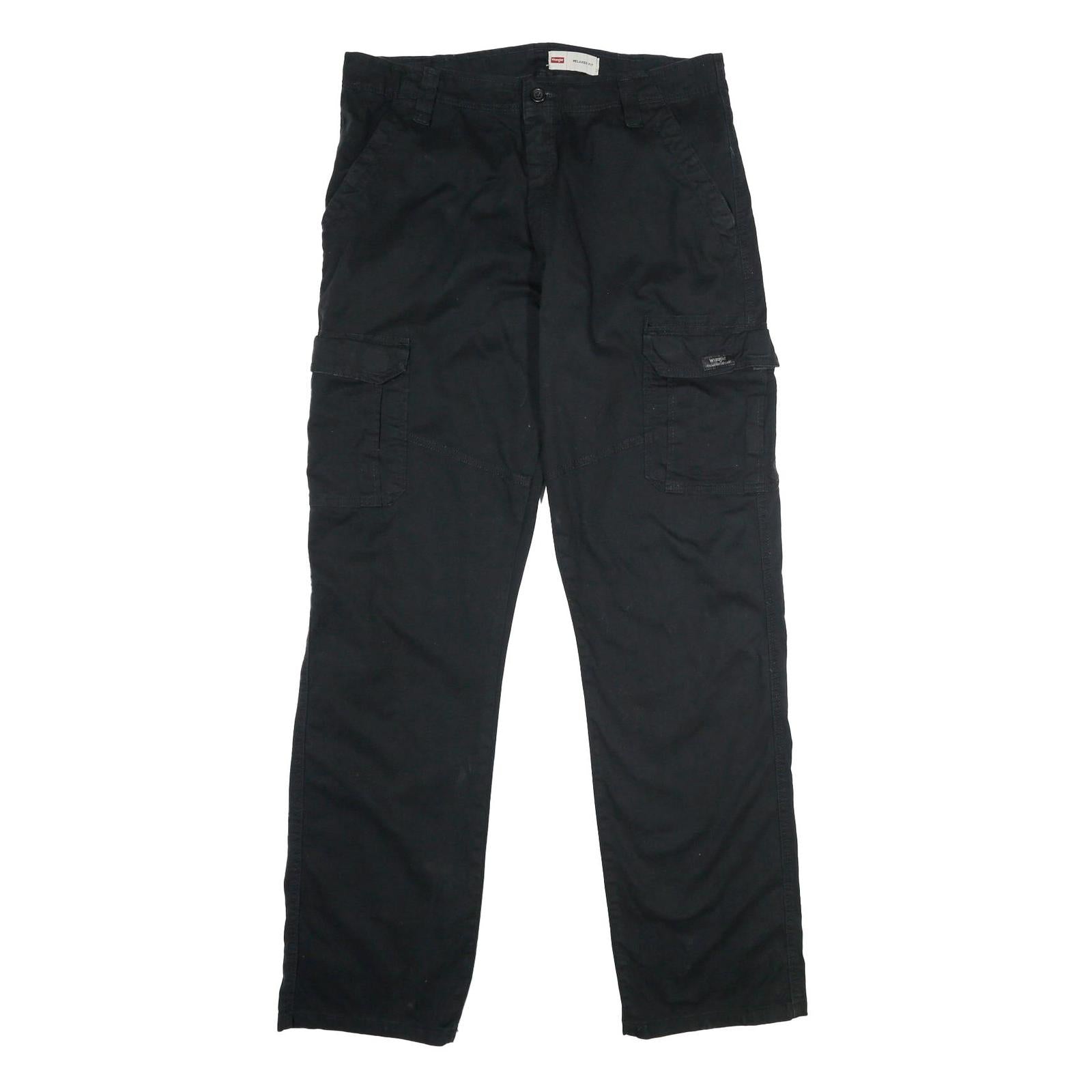WRANGLER Mens Black Relaxed Cargo Trousers W36 L34 Cotton Blend Zip Refurbished - N/A refurbished available on Cerqular
