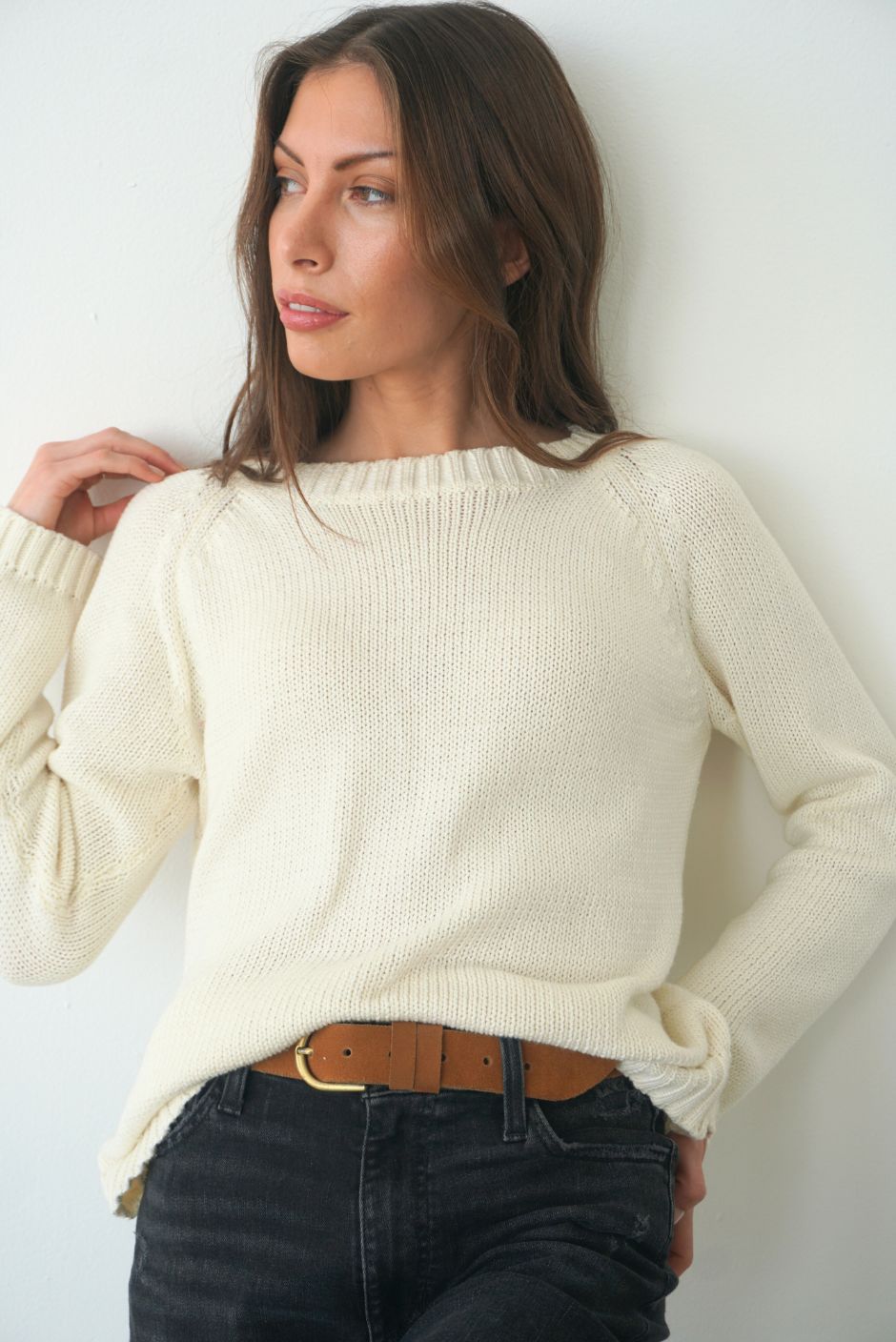 Sloane Crewneck in Oat Milk | Size: XXS Refurbished - N/A (Paneros is not a known clothing brand. It is possible refurbished available on Cerqular