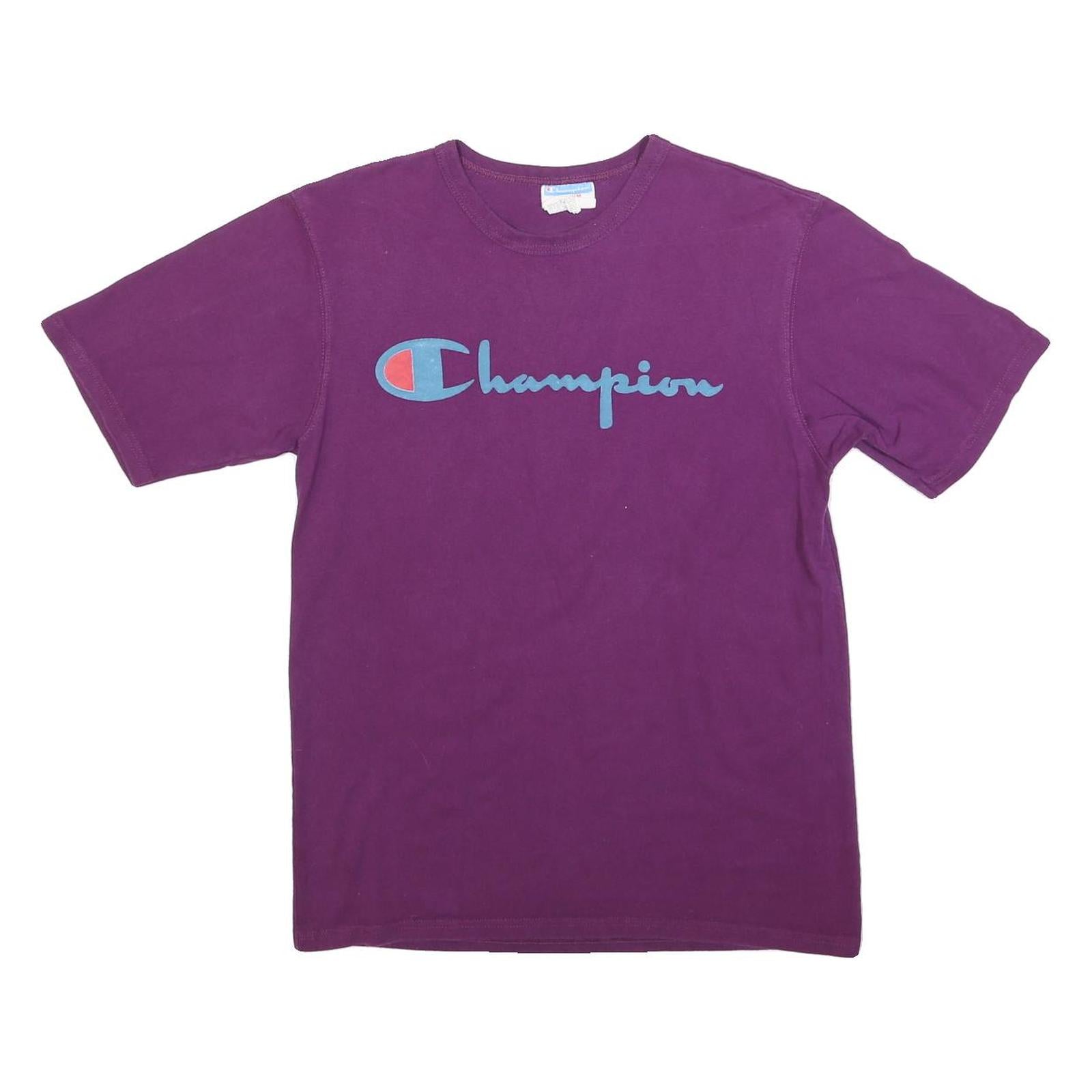 CHAMPION Mens Purple Graphic T-Shirt M Short Sleeve Crew Neck Cotton Blend Refurbished - N/A refurbished available on Cerqular