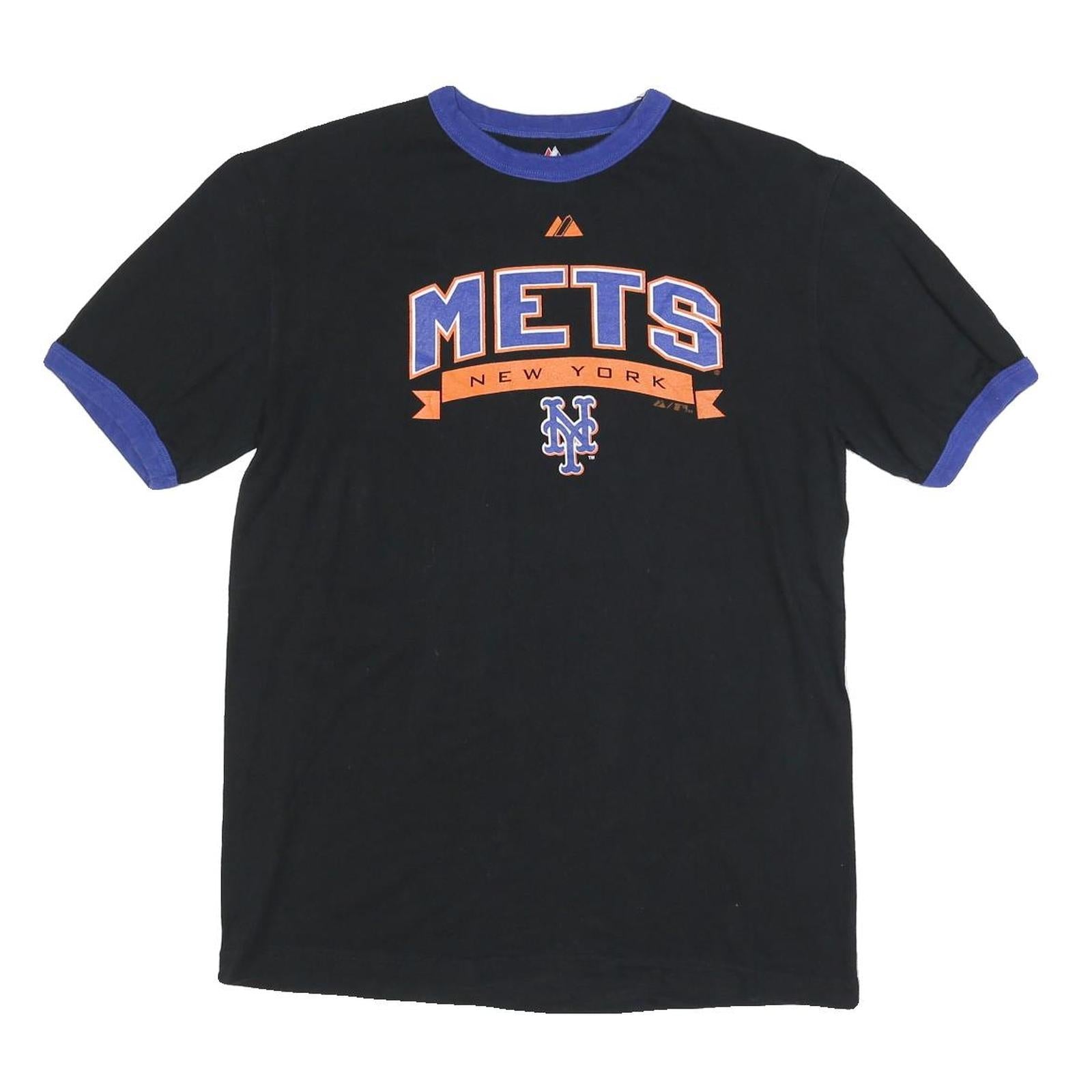 MAJESTIC Mens Black & Blue Mets Graphic T-Shirt M Short Sleeve Crew Neck Refurbished - N/A refurbished available on Cerqular