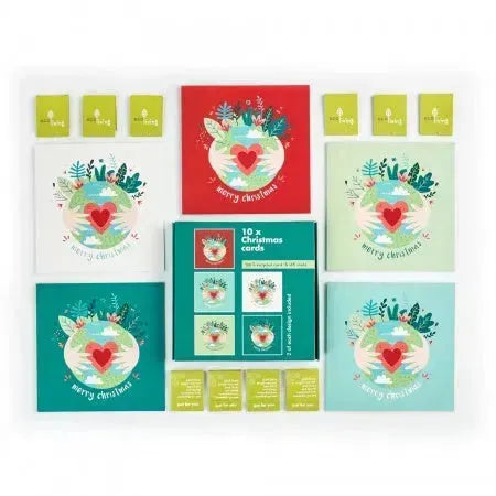 10 Recycled Christmas Cards - 10 Trees Planted (FSC ) | Style: Scandinavian Folk Refurbished - ecoLiving refurbished available on Cerqular
