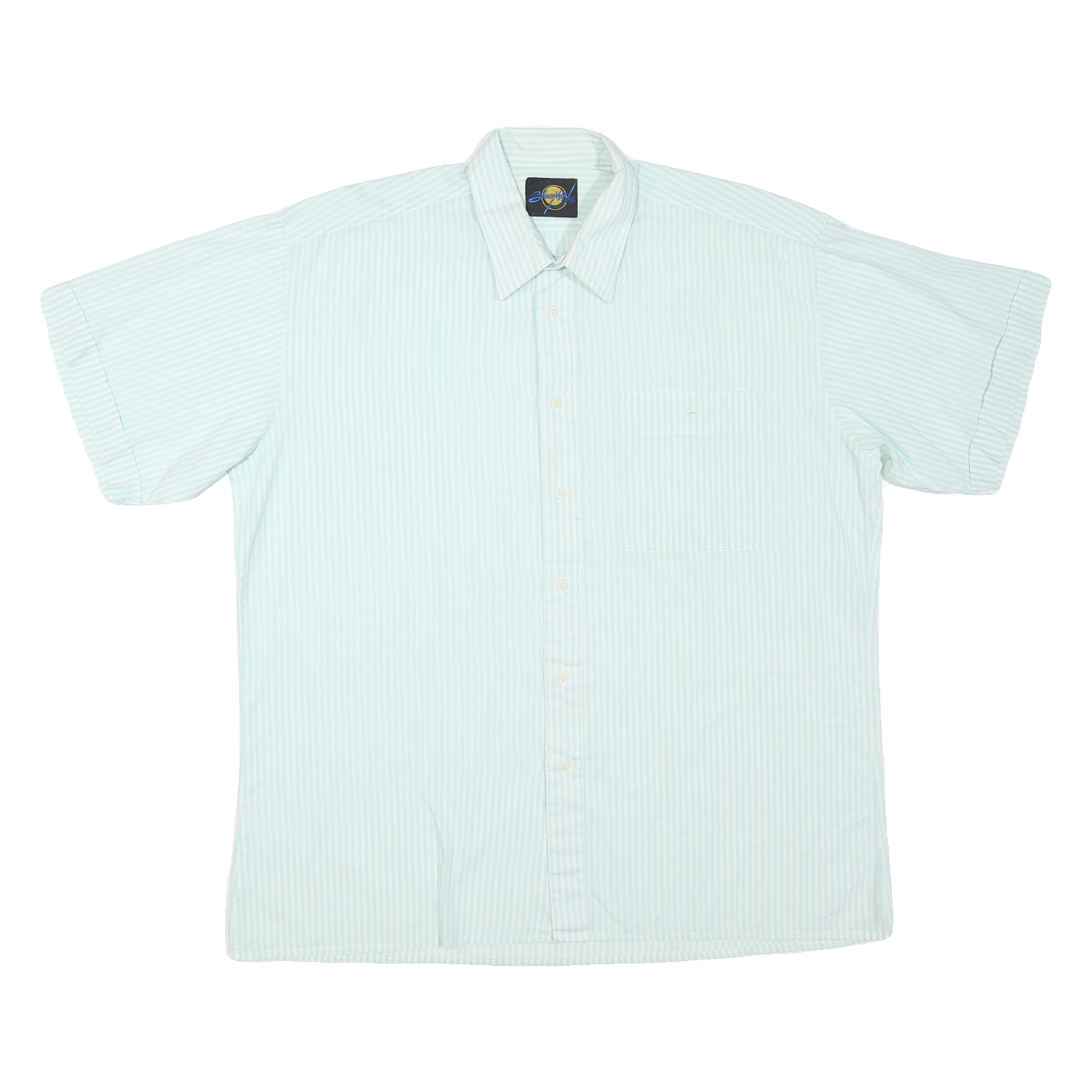Mens White & Light Blue Cotton Blend Short Sleeve Shirt XL Casual Summer Wear Refurbished - N/A refurbished available on Cerqular