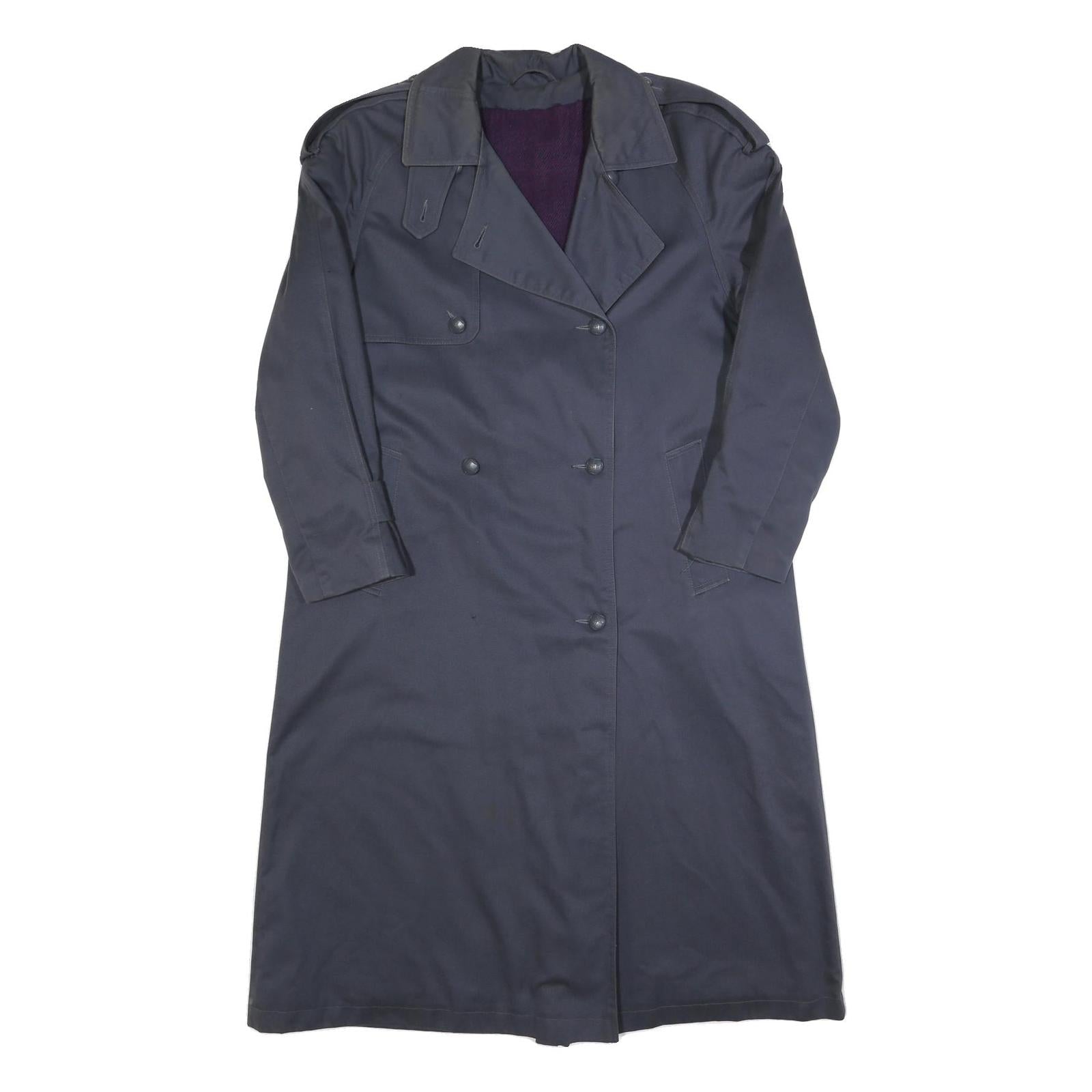TOPLINE Womens Blue Button Cotton Blend Classic Regular Fit Trench Jacket M Refurbished - N/A refurbished available on Cerqular