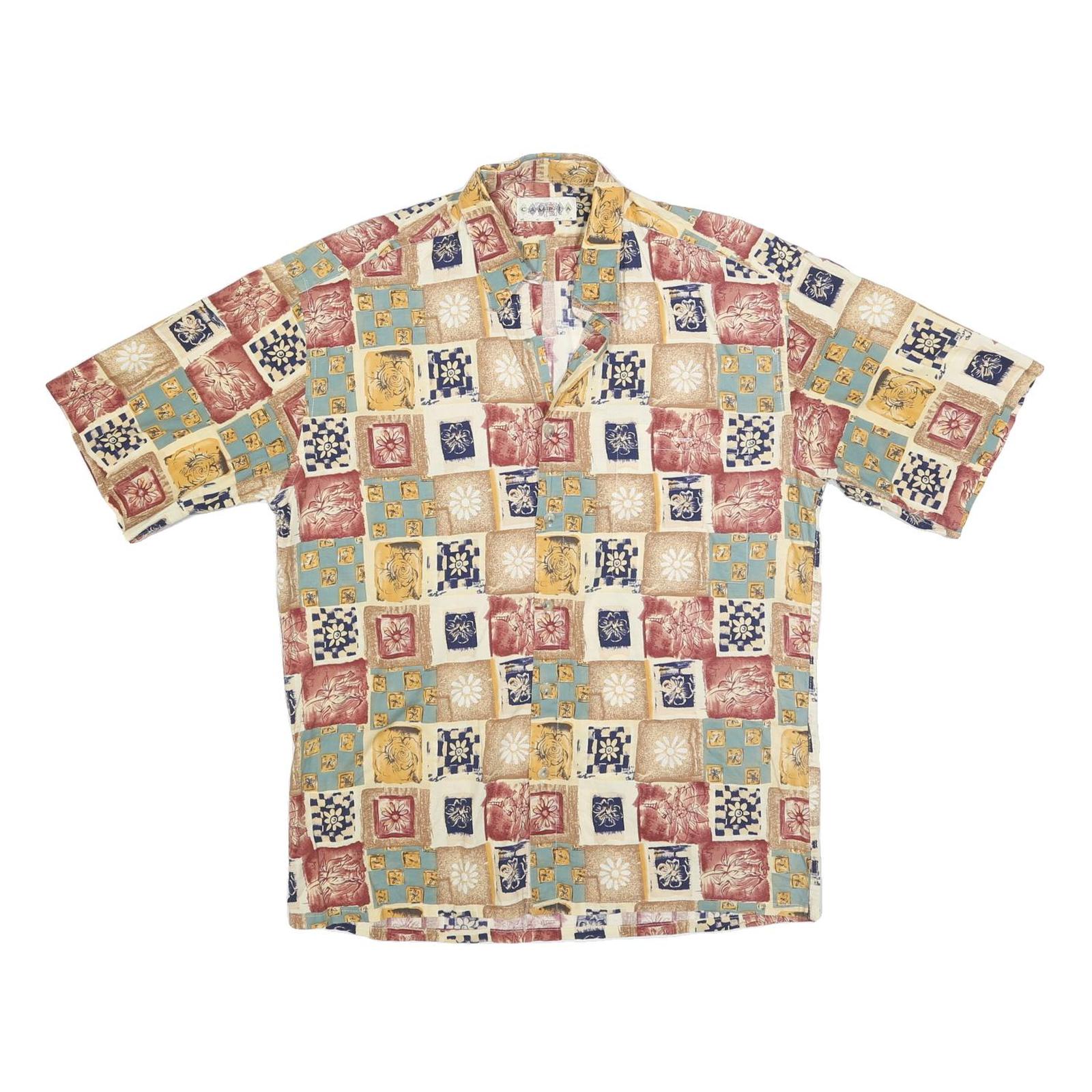 CAMPIA Mens Beige Patterned Shirt M Short Sleeve Casual Relaxed Fit Refurbished - N/A refurbished available on Cerqular